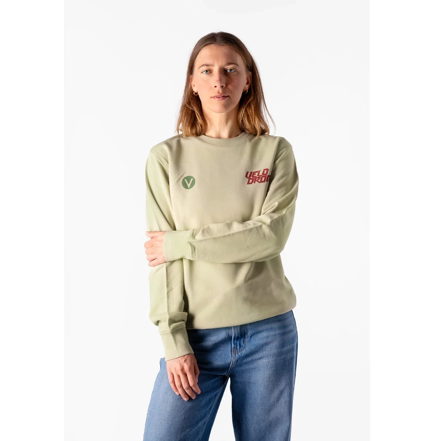 VELODROM Casual Sweatshirt - Pale Green/Burgundy - Image 3