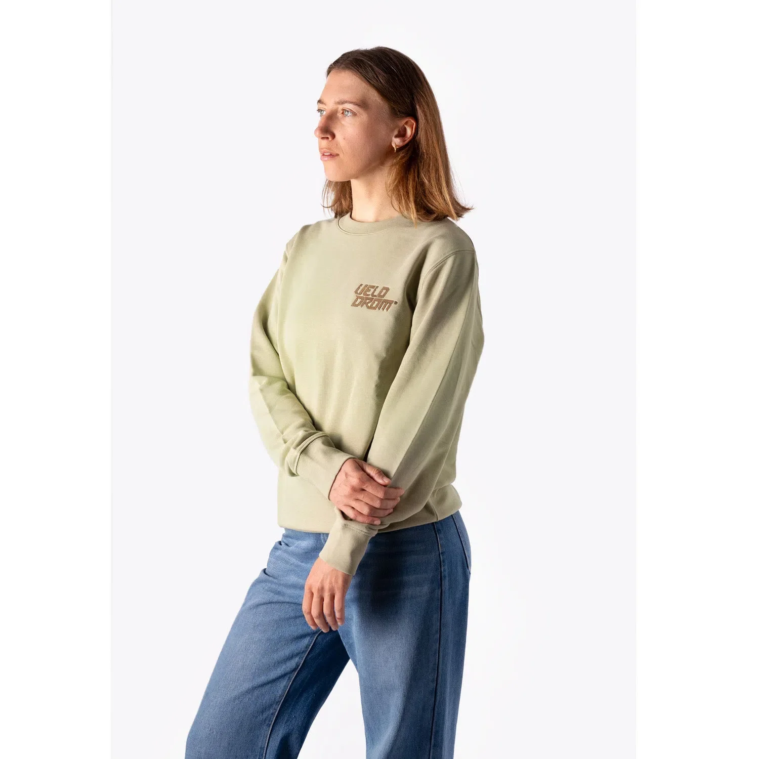 VELODROM Casual Embroided Logo Sweatshirt - Pale Green / Off Pale Green - Image 4