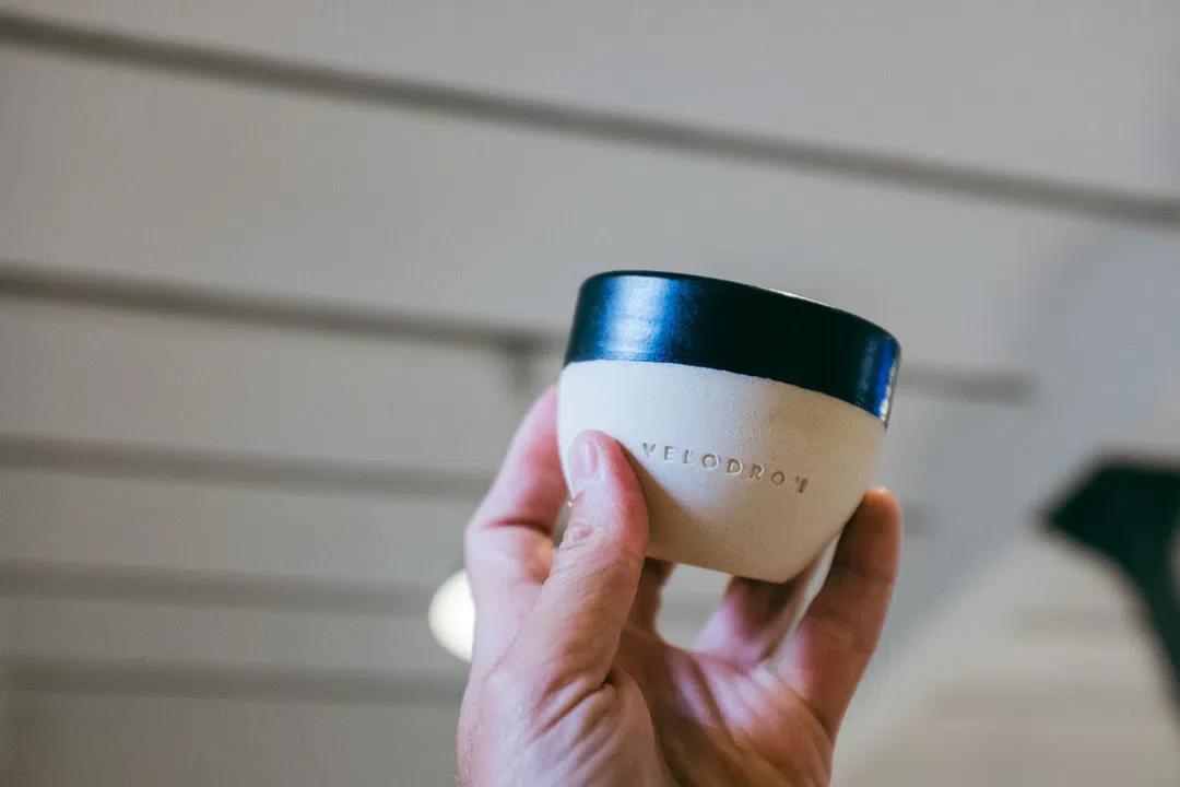 VELODROM Coffee Mug Handmade x Pell Ceramica - Glazed Black and Raw Uncoated - Image 5
