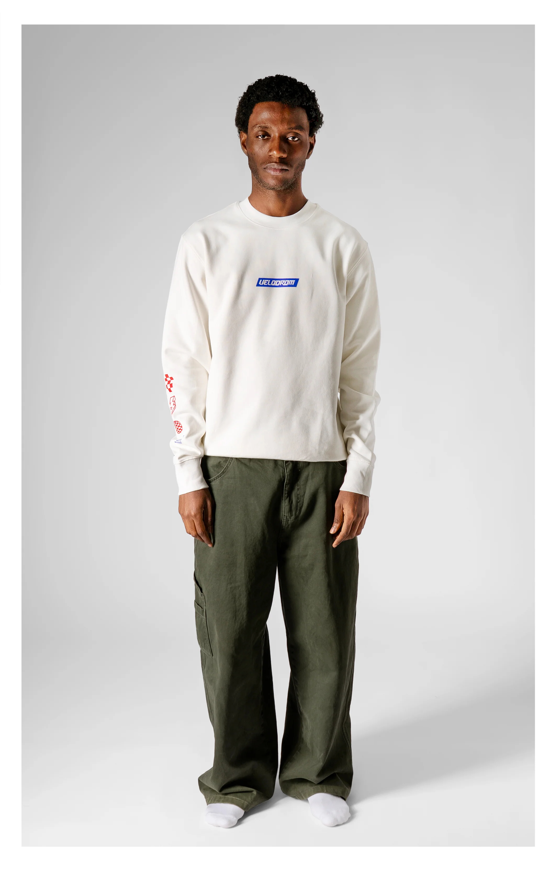 VELODROM Mini Logos Sweatshirt - White/Blue/Red - Image 3