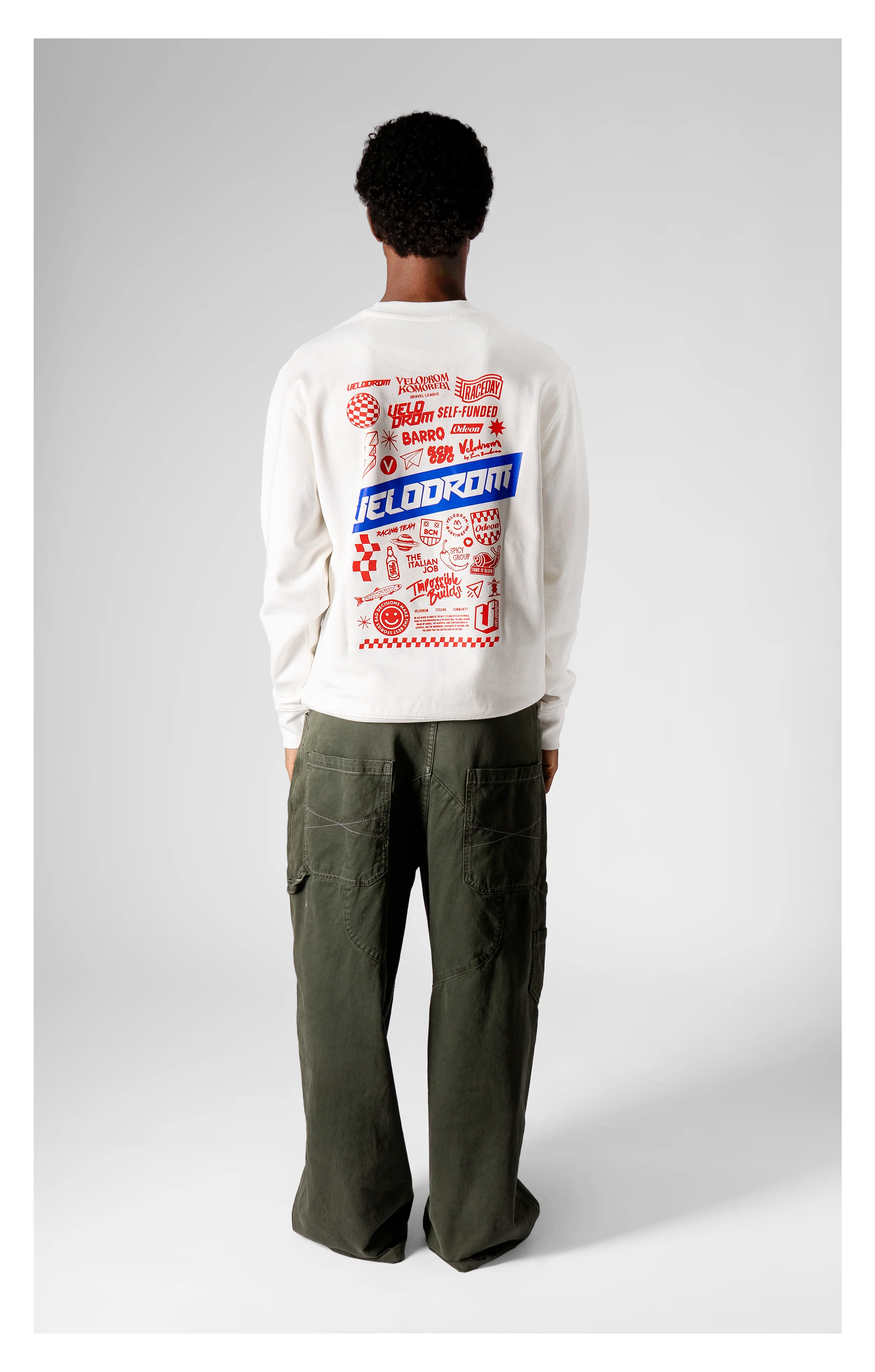 VELODROM Mini Logos Sweatshirt - White/Blue/Red - Image 4