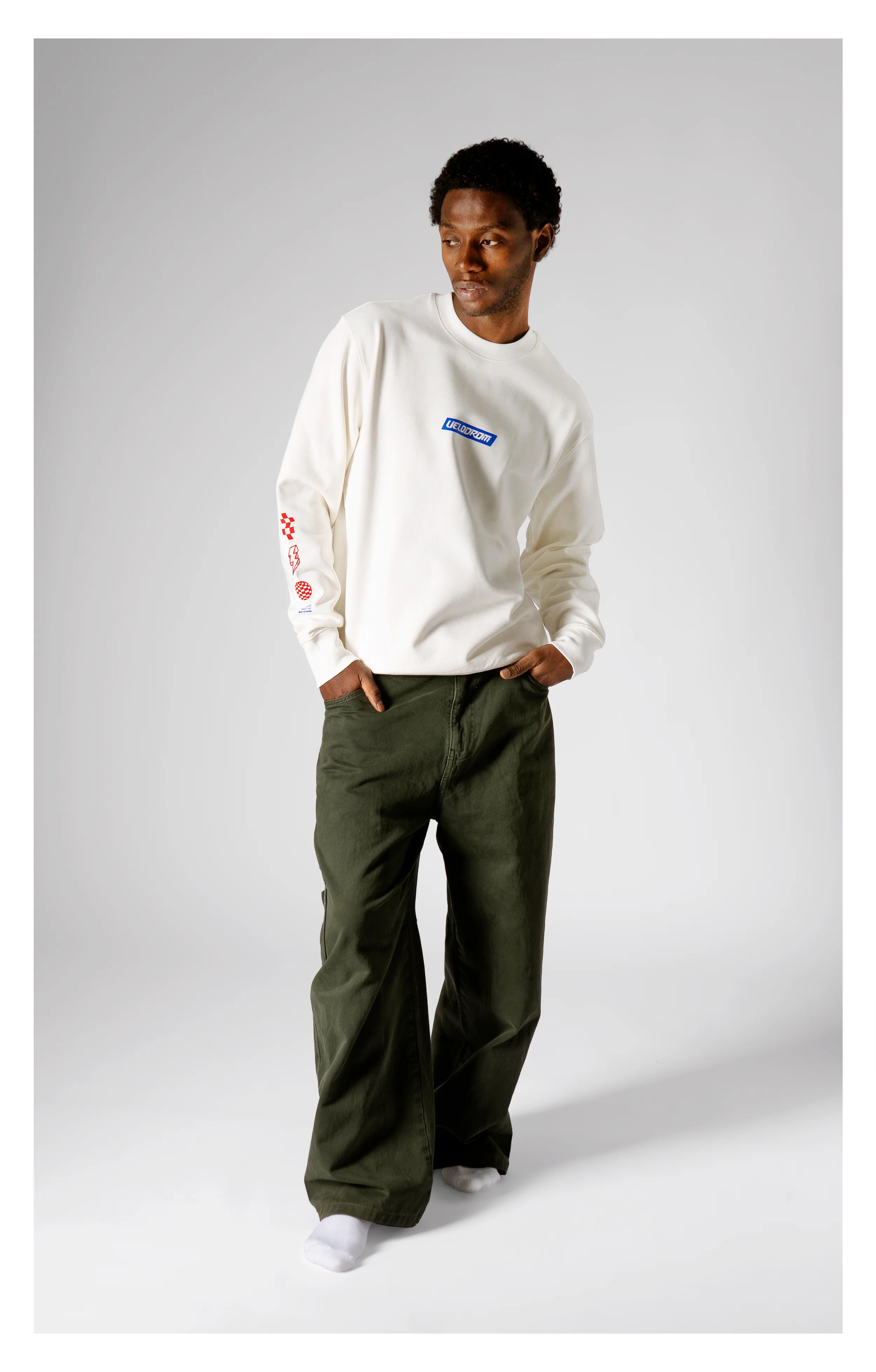 VELODROM Mini Logos Sweatshirt - White/Blue/Red - Image 5
