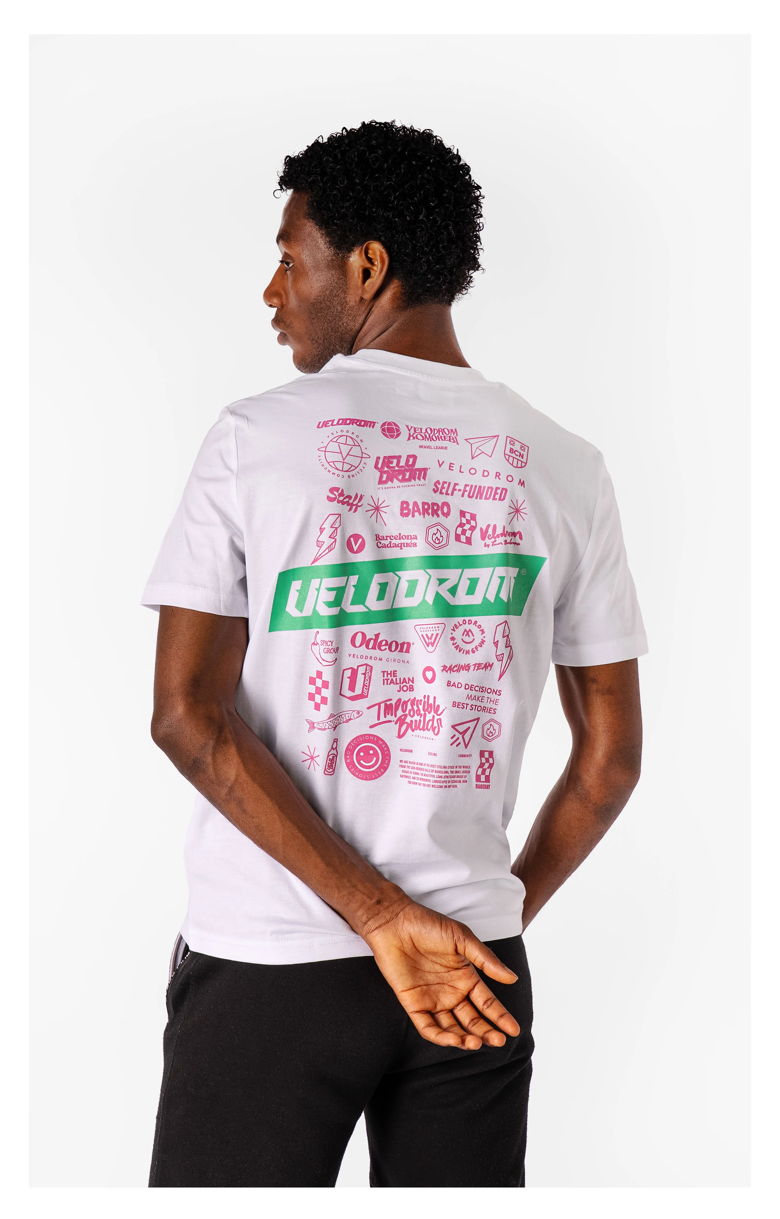 VELODROM Mini Logos 3.0 Tshirt - White/Green/Pink - Image 2