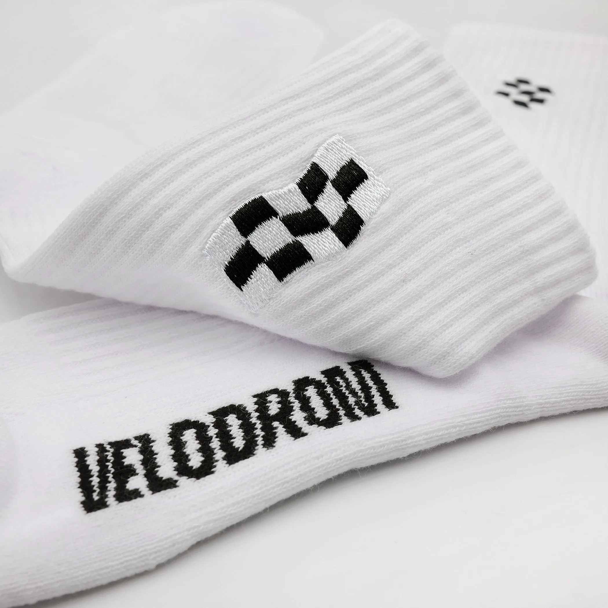 VELODROM Classic Series Casual Socks- Raceday White/Black - Image 2