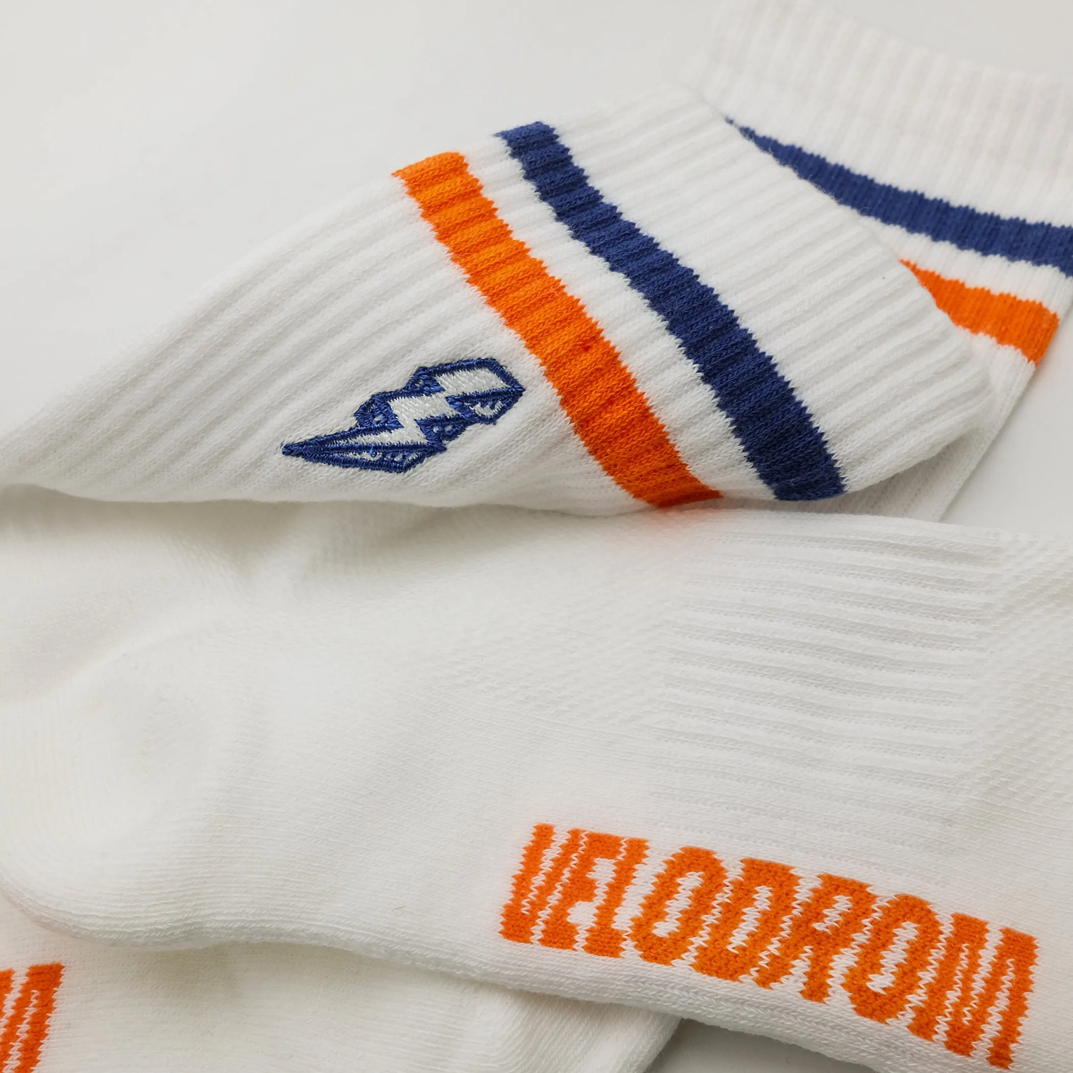 VELODROM Classic Series Casual Socks - Classic Stripes White/Blue/Orange - Image 2