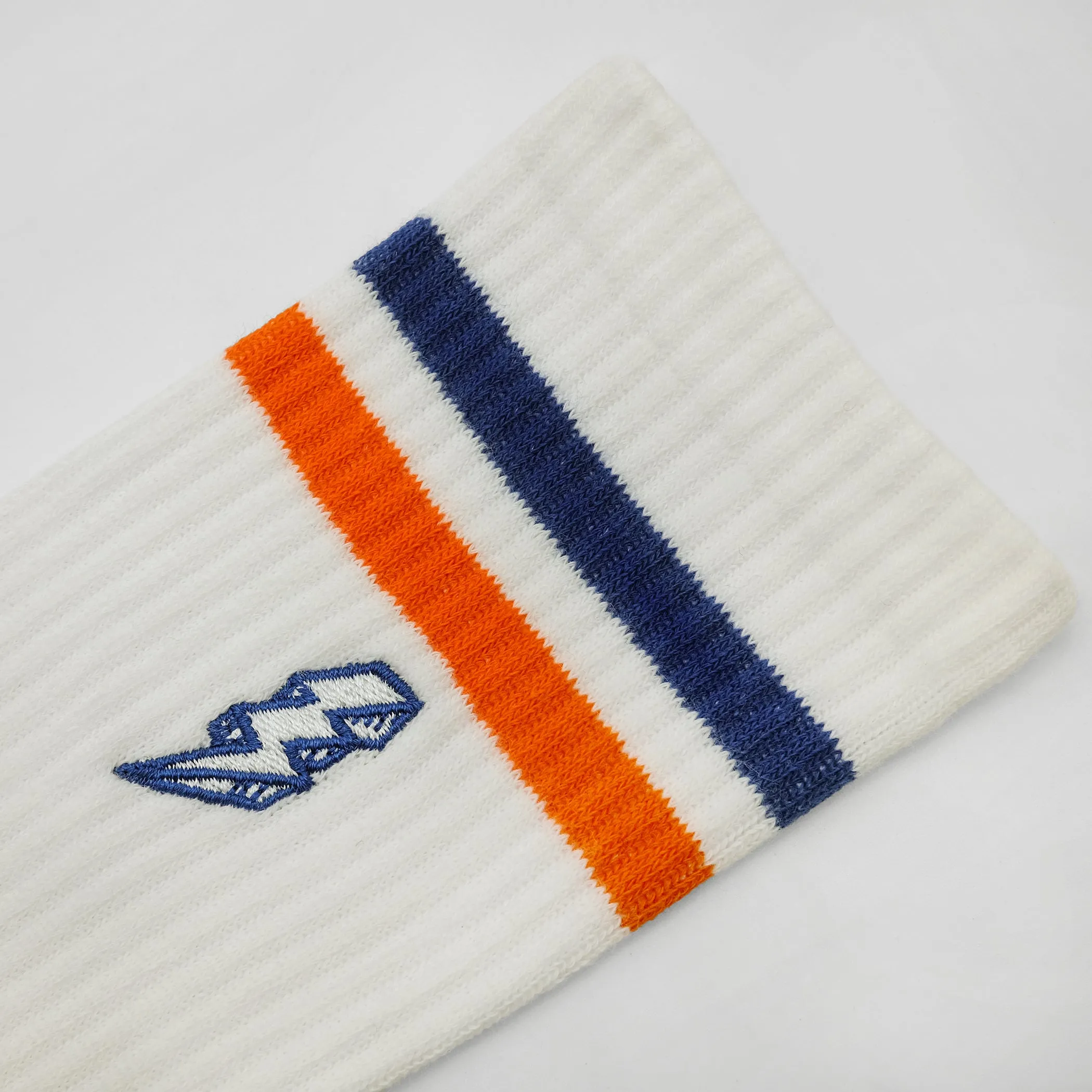 VELODROM Classic Series Casual Socks - Classic Stripes White/Blue/Orange - Image 3