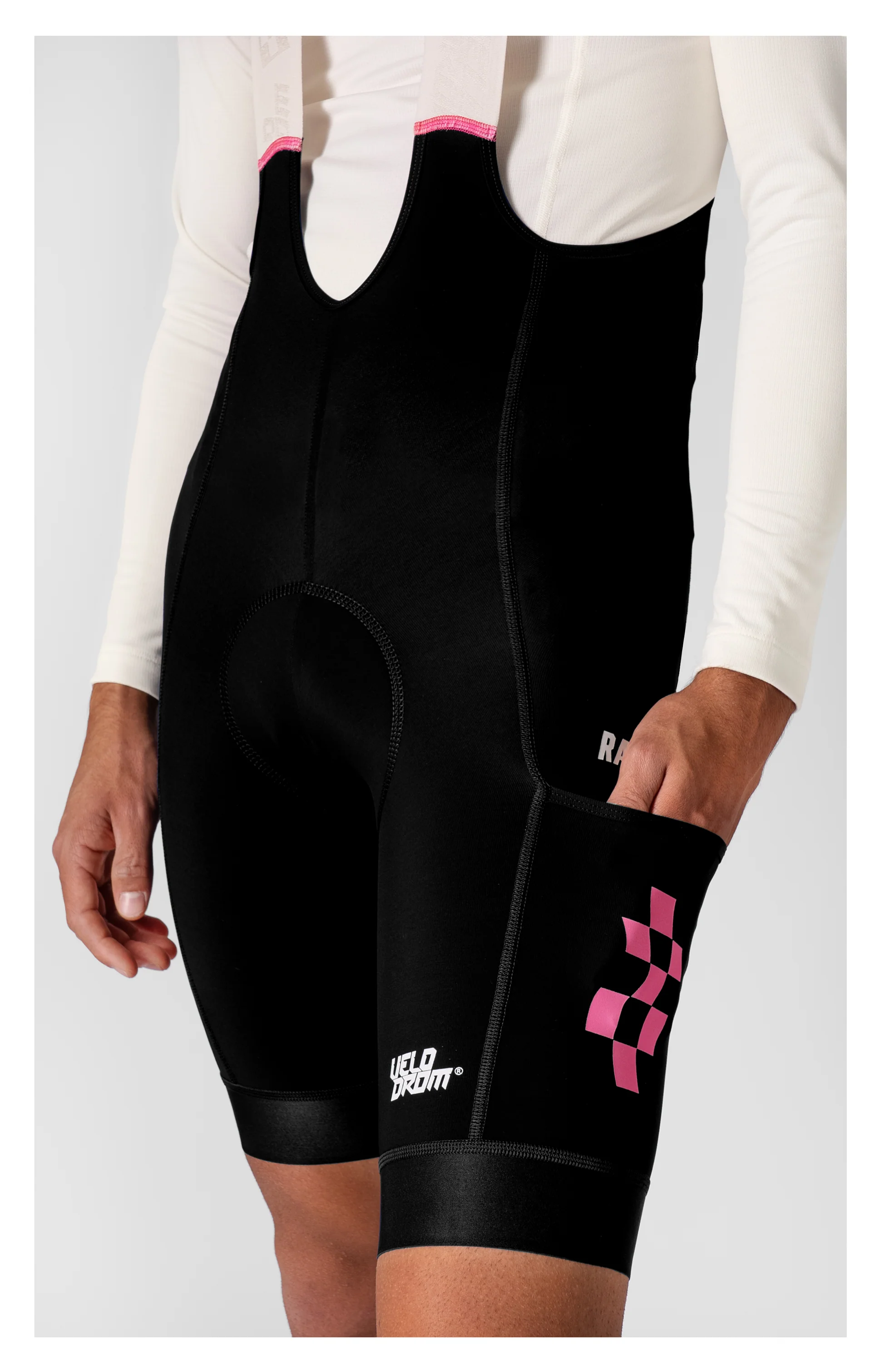 VELODROM Raceday 3.0 Cargo Bib Shorts - Black/Pink - Image 2