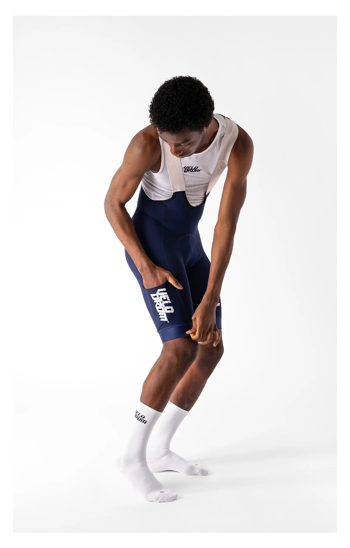 VELODROM Raceday 3.0 Cargo Bib Shorts - Navy/White - Image 3