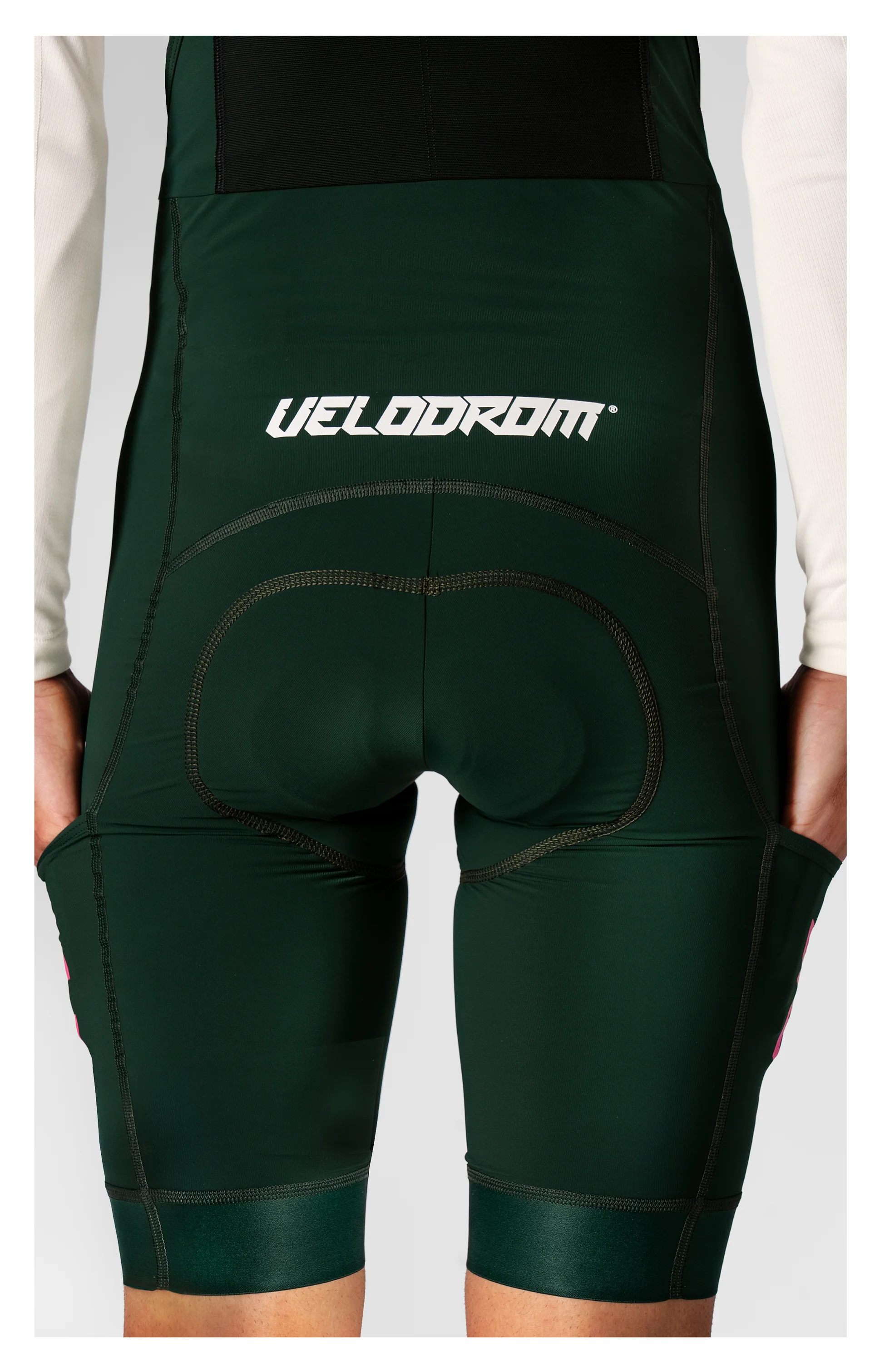 VELODROM Raceday 3.0 Cargo Bib Shorts - Pine Green/Pink - Image 3