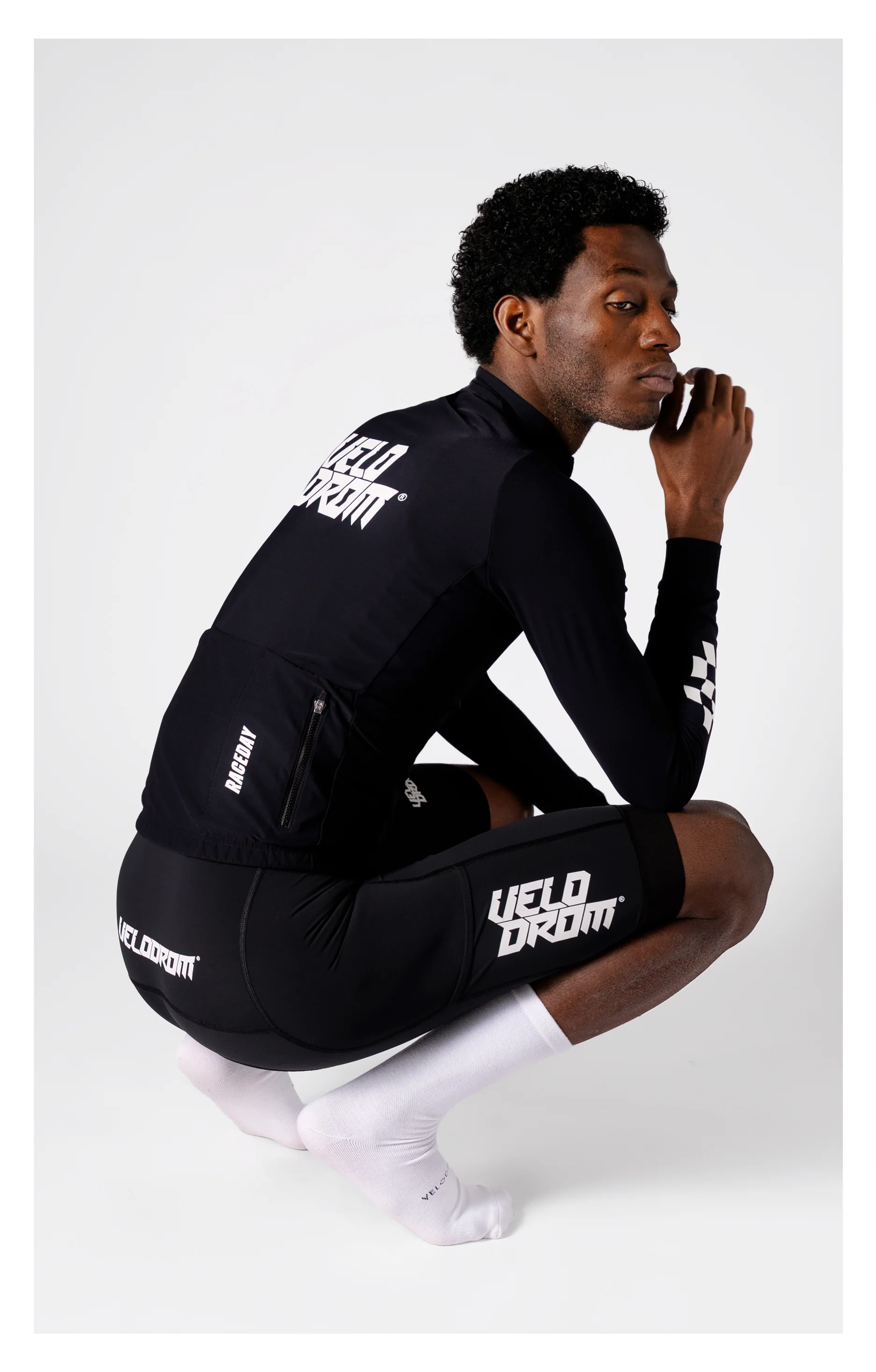 VELODROM Raceday 3.0 Thermal Long Sleeve Jersey - Black/White - Image 3