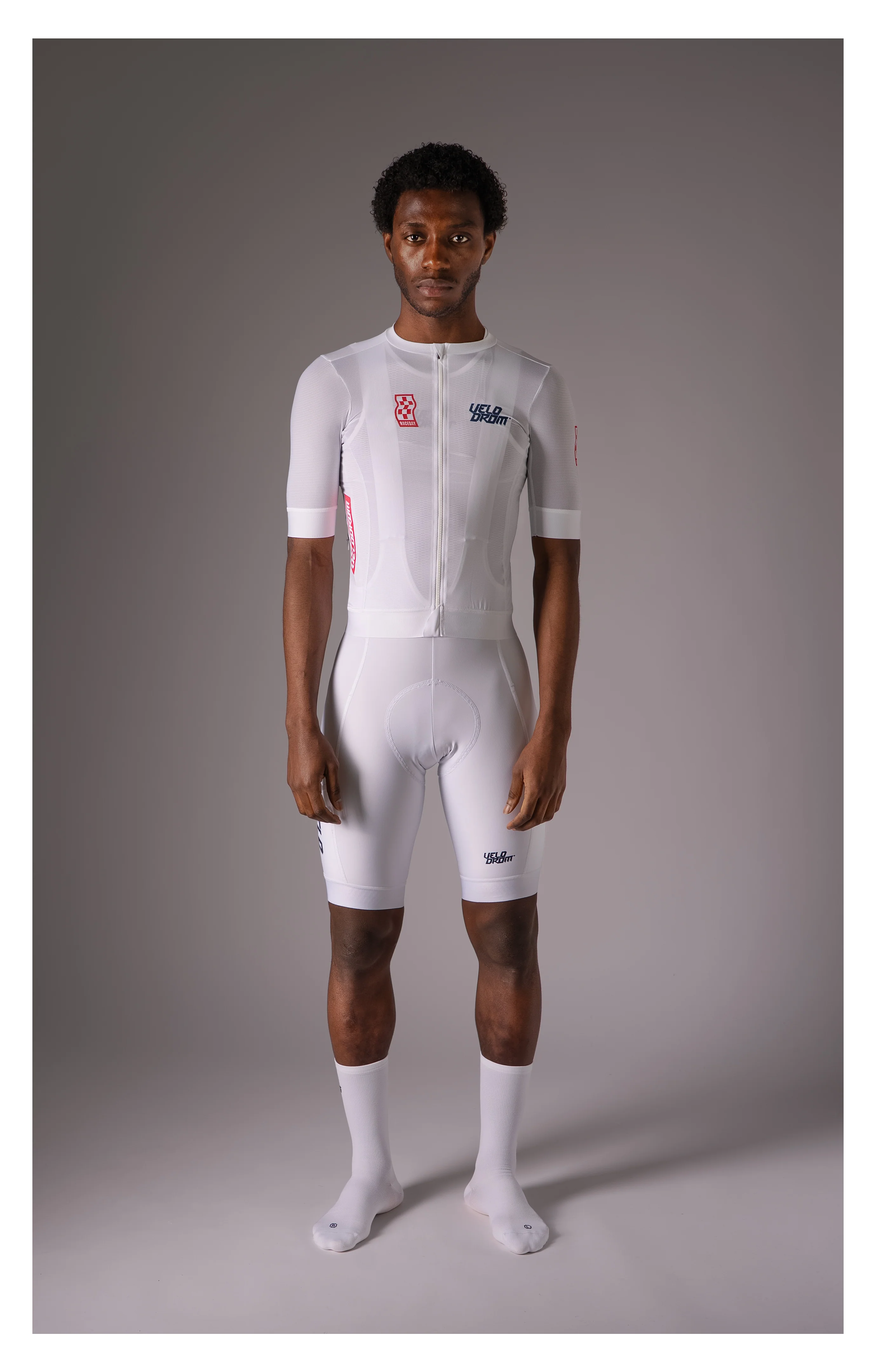 VELODROM Raceday 3.0 Cargo Bib Shorts - White/Navy/Flush Red - Image 5