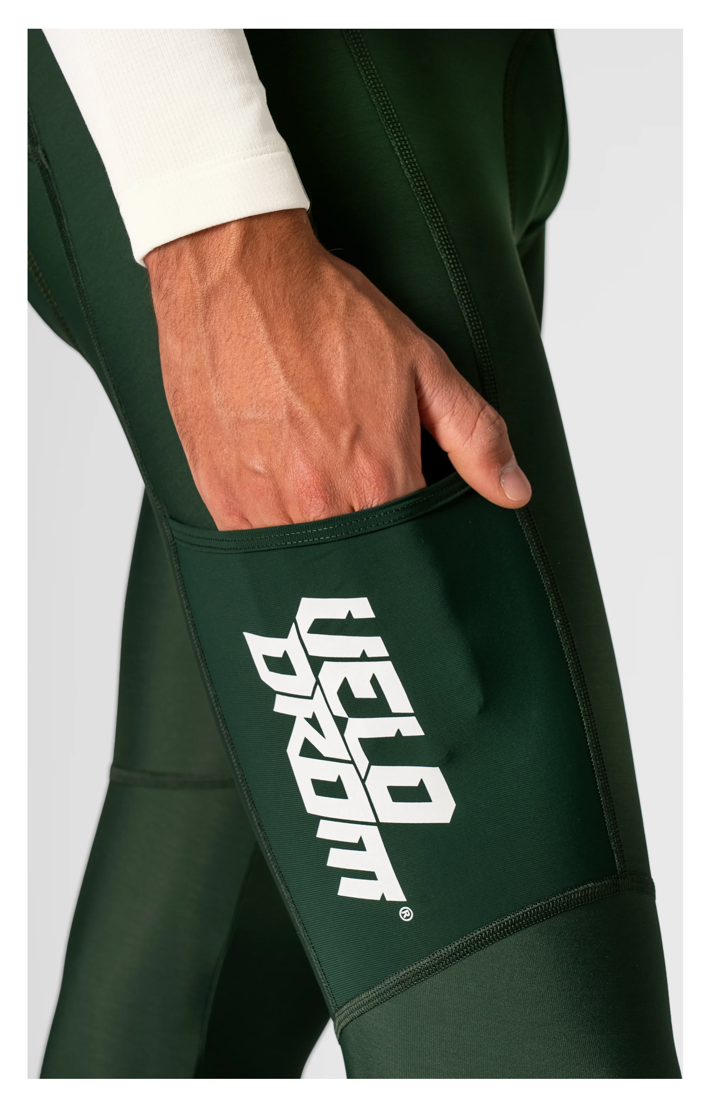 VELODROM RaceDay 3.0 Thermal Cargo Bib Tights - Pine Groove/White - Image 4