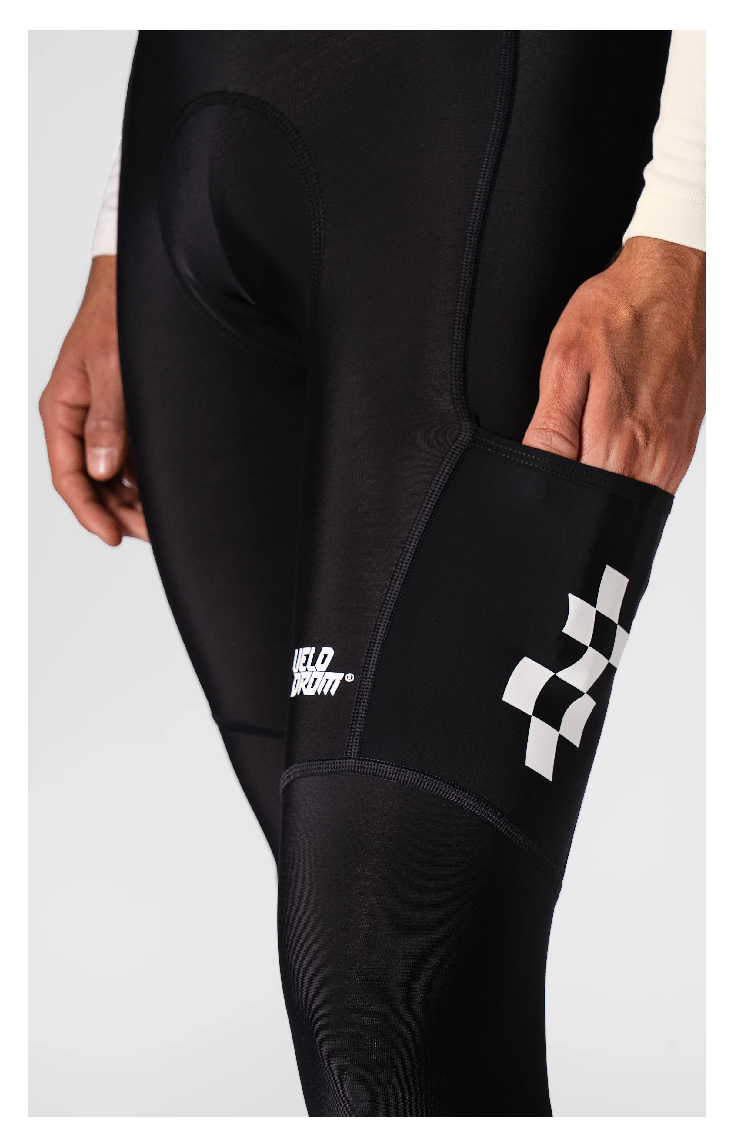 VELODROM RaceDay 3.0 Thermal Cargo Bib Tights - Black/White - Image 3