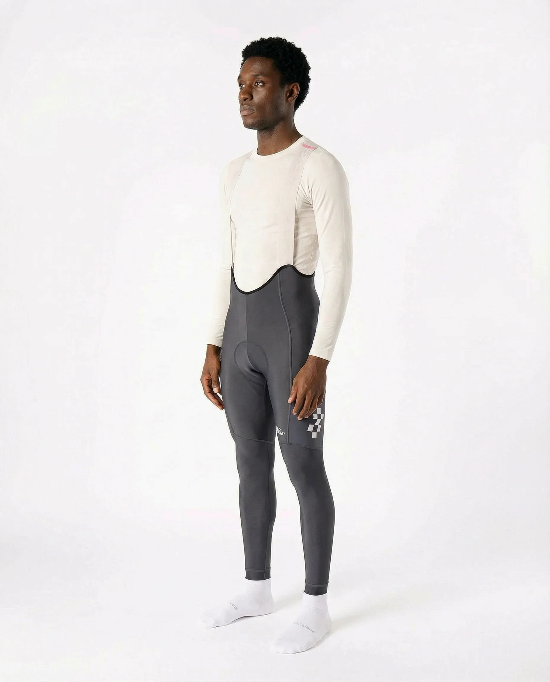 VELODROM RaceDay 3.0 Thermal Cargo Bib Tights - Grey/White - Image 3