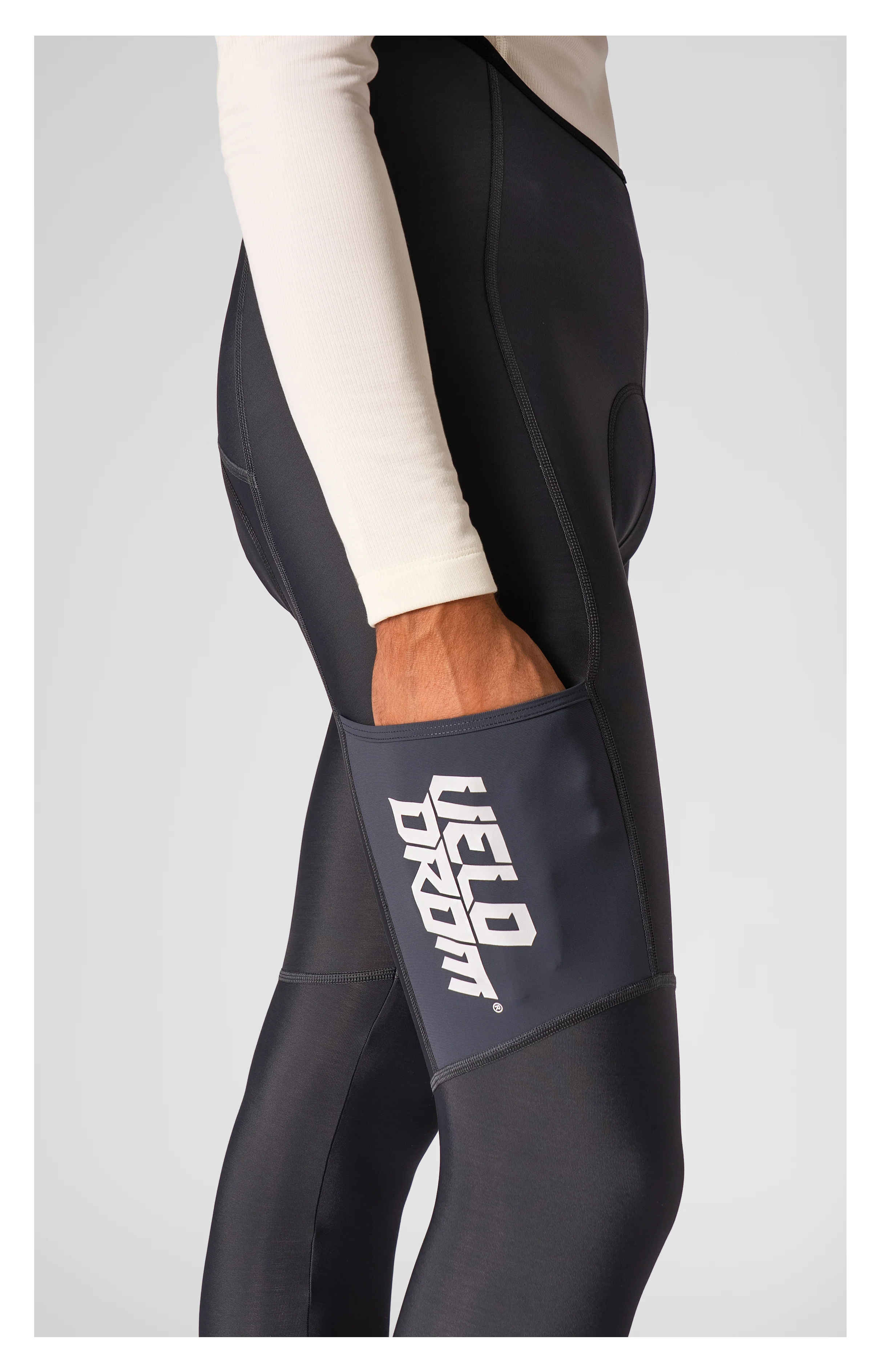 VELODROM RaceDay 3.0 Thermal Cargo Bib Tights - Grey/White - Image 4