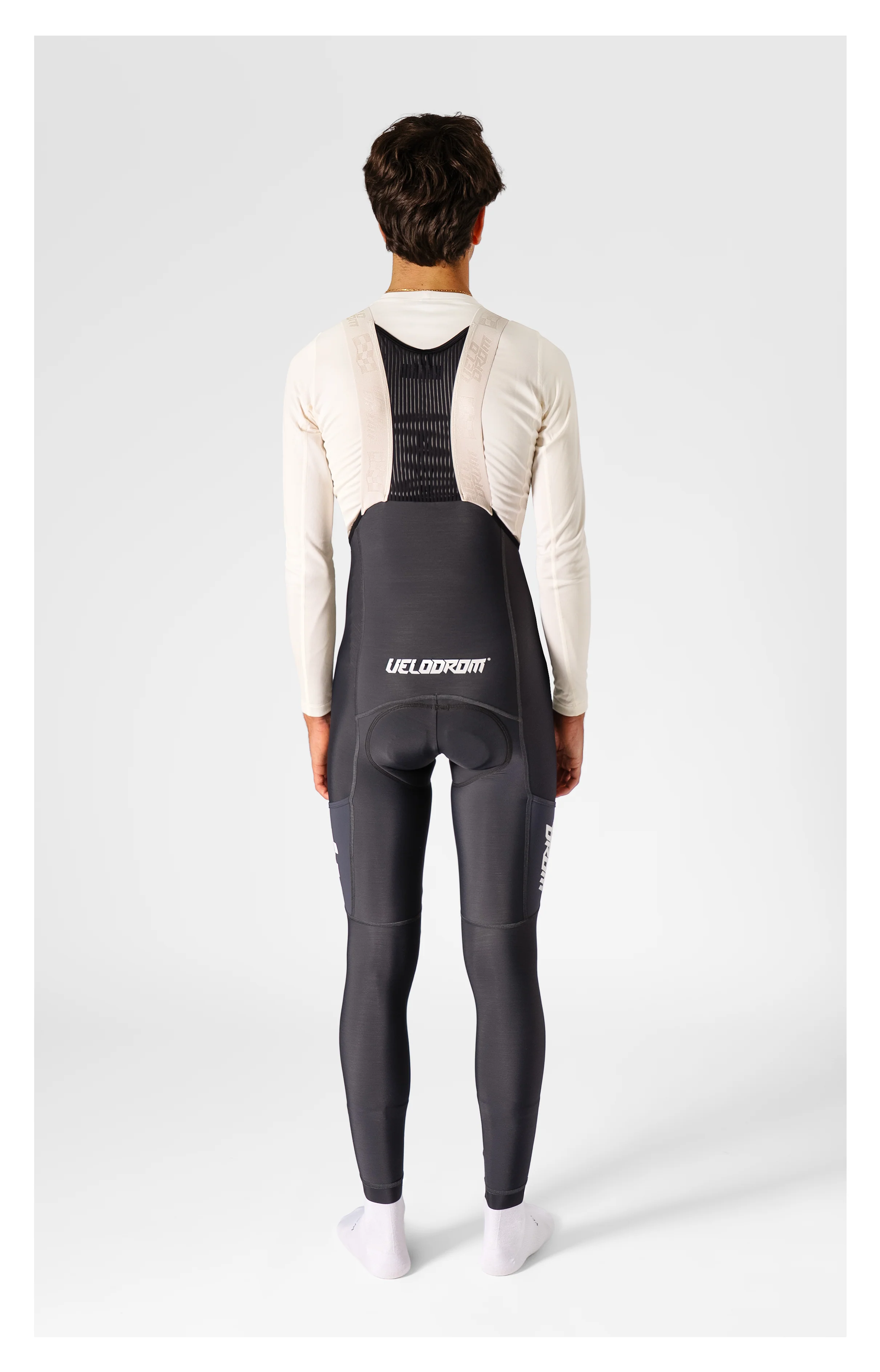 VELODROM RaceDay 3.0 Thermal Cargo Bib Tights - Grey/White - Image 6