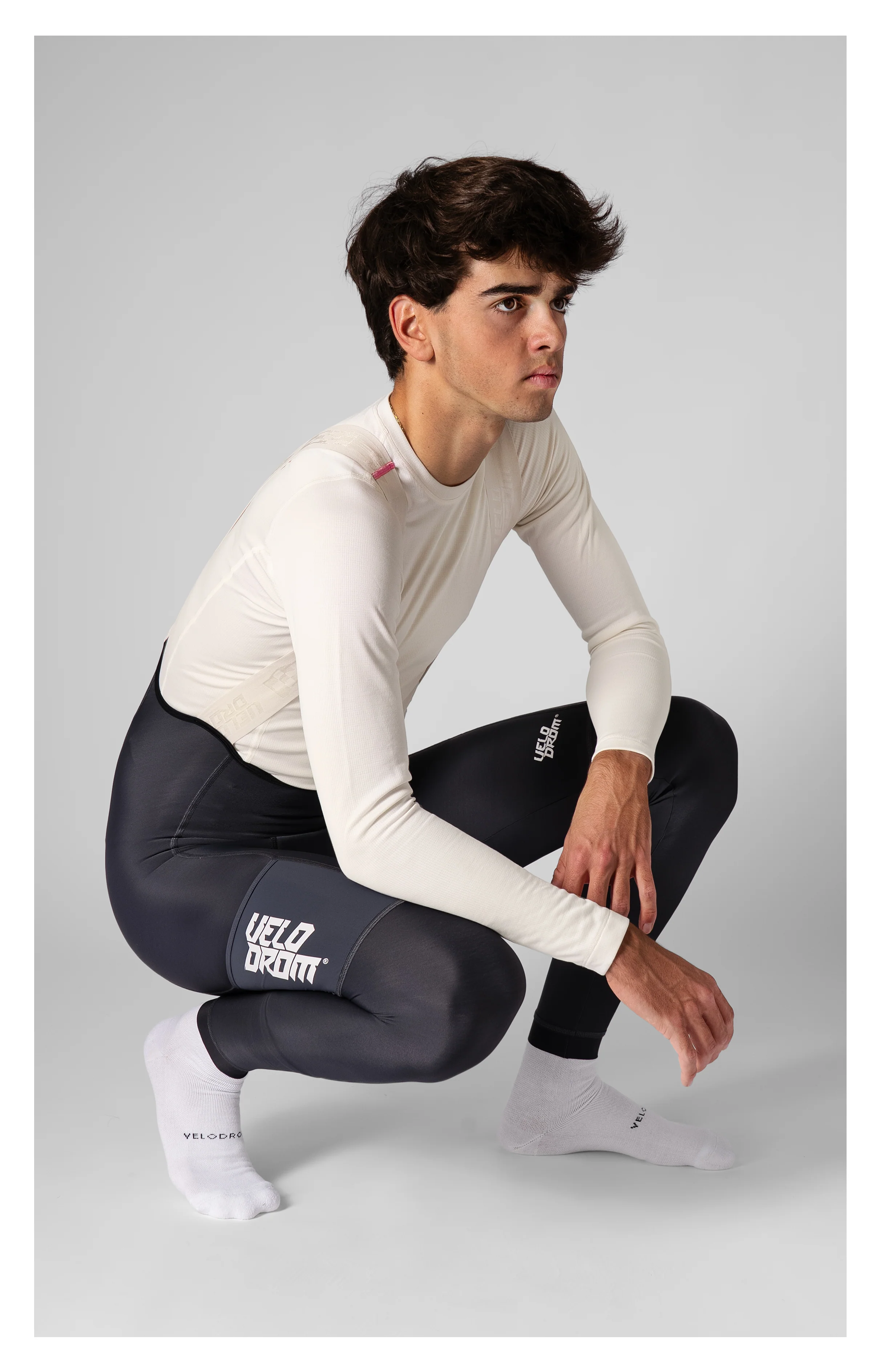 VELODROM RaceDay 3.0 Thermal Cargo Bib Tights - Grey/White - Image 7