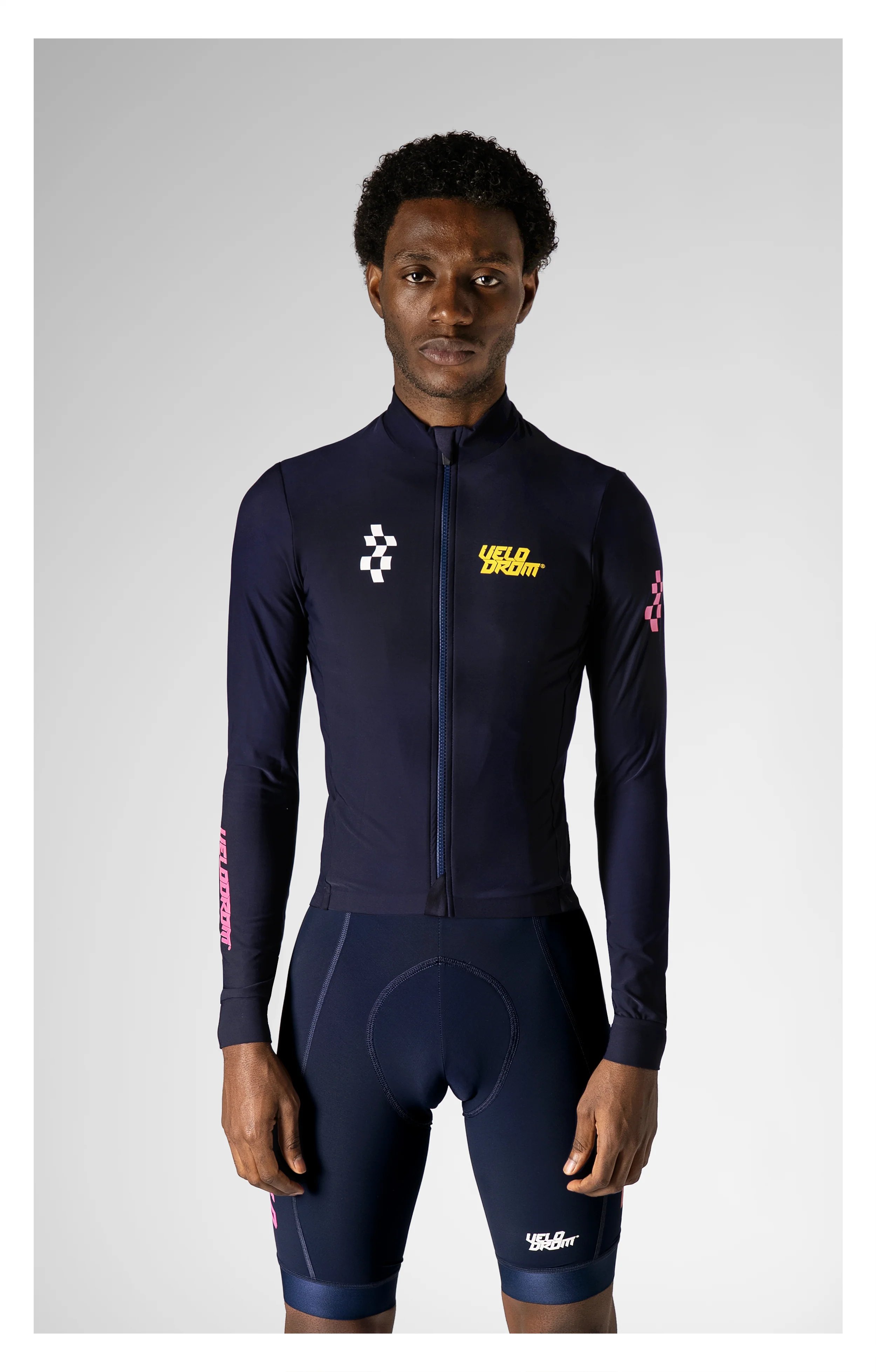 VELODROM RaceDay 3.0 Thermal Xperiment Long Sleeve Jersey - Navy/Yellow - Image 3