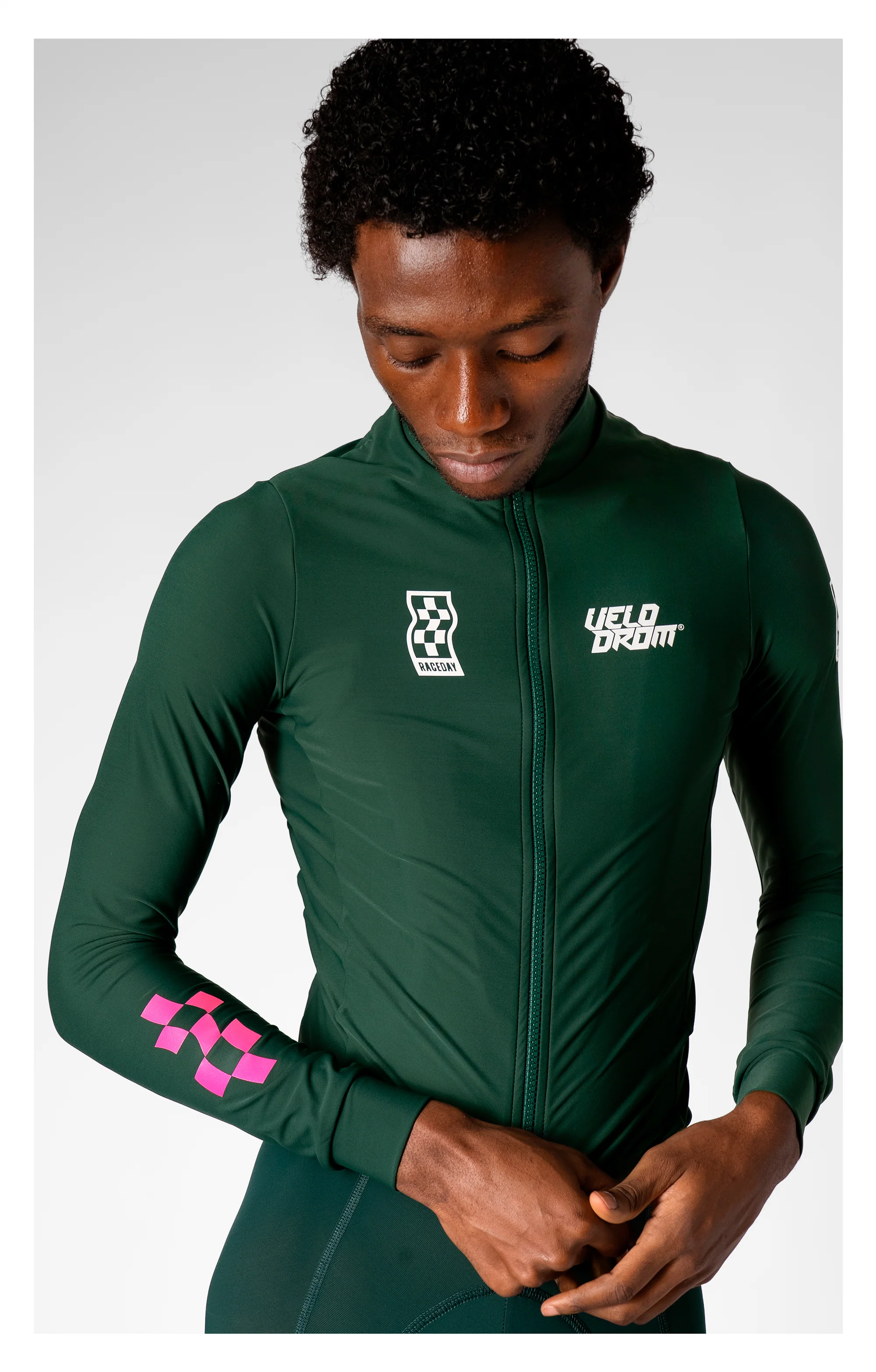 VELODROM RaceDay 3.0 Thermal Long Sleeve Jersey - Pine Groove/White - Image 3