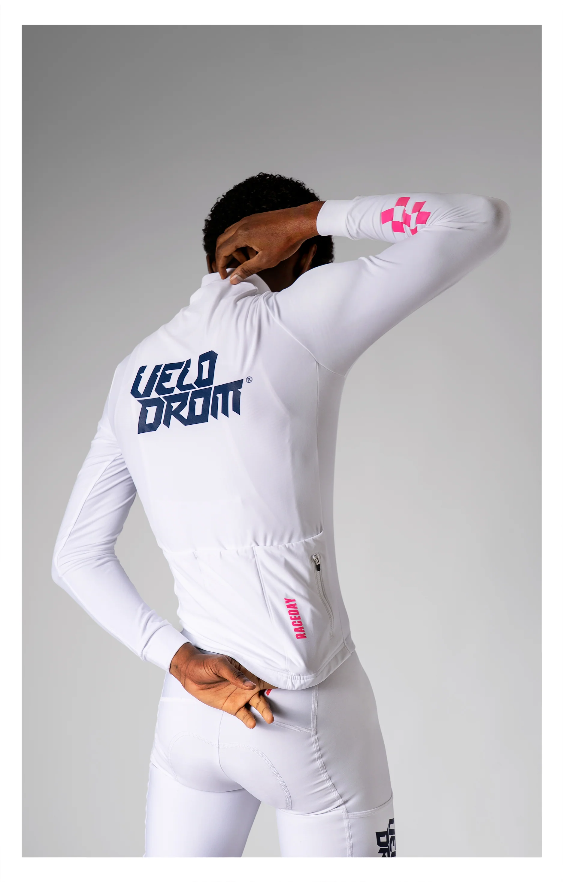 VELODROM RaceDay 3.0 Thermal Long Sleeve Jersey - White/Navy - Image 2