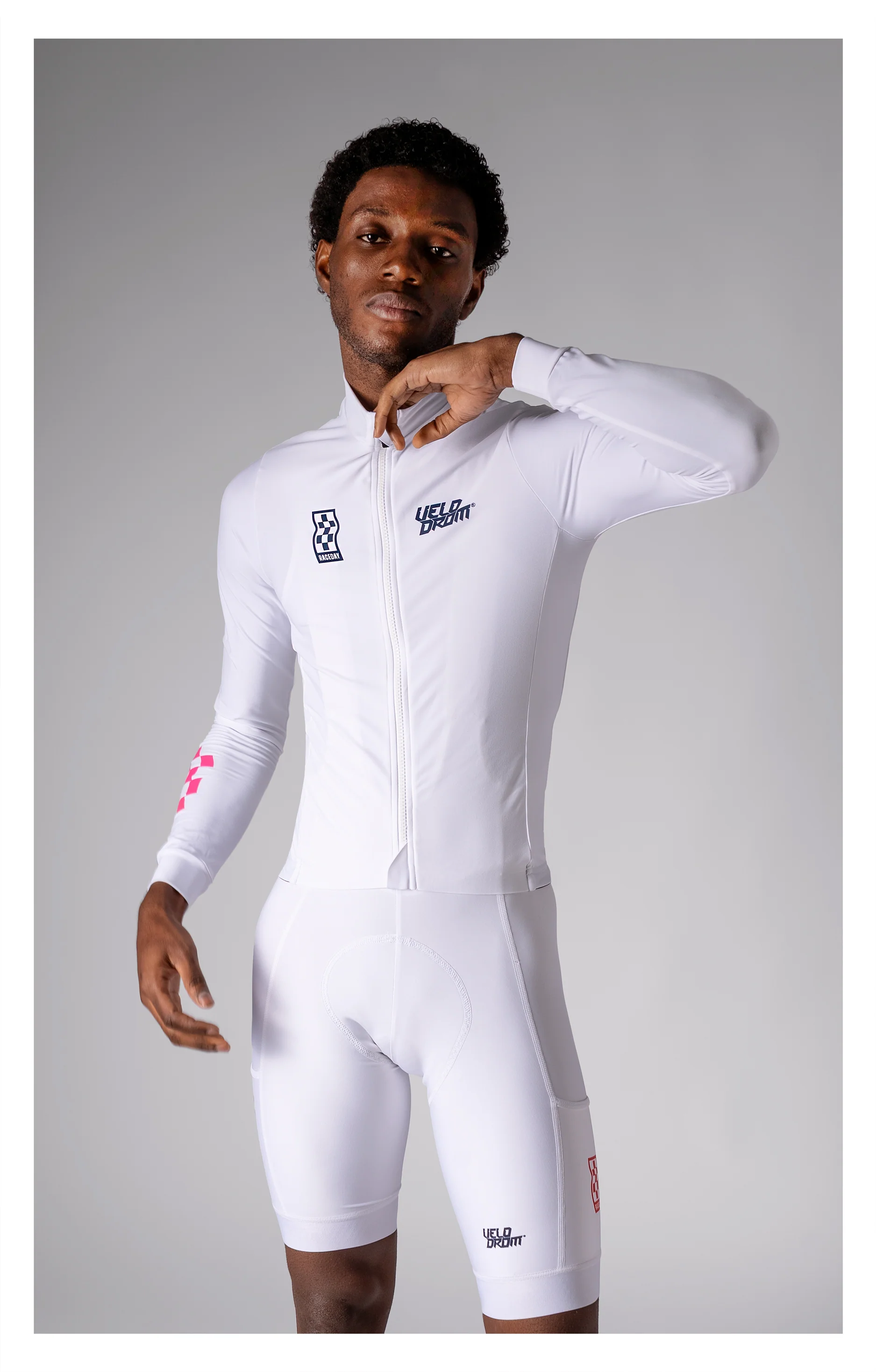VELODROM RaceDay 3.0 Thermal Long Sleeve Jersey - White/Navy - Image 3