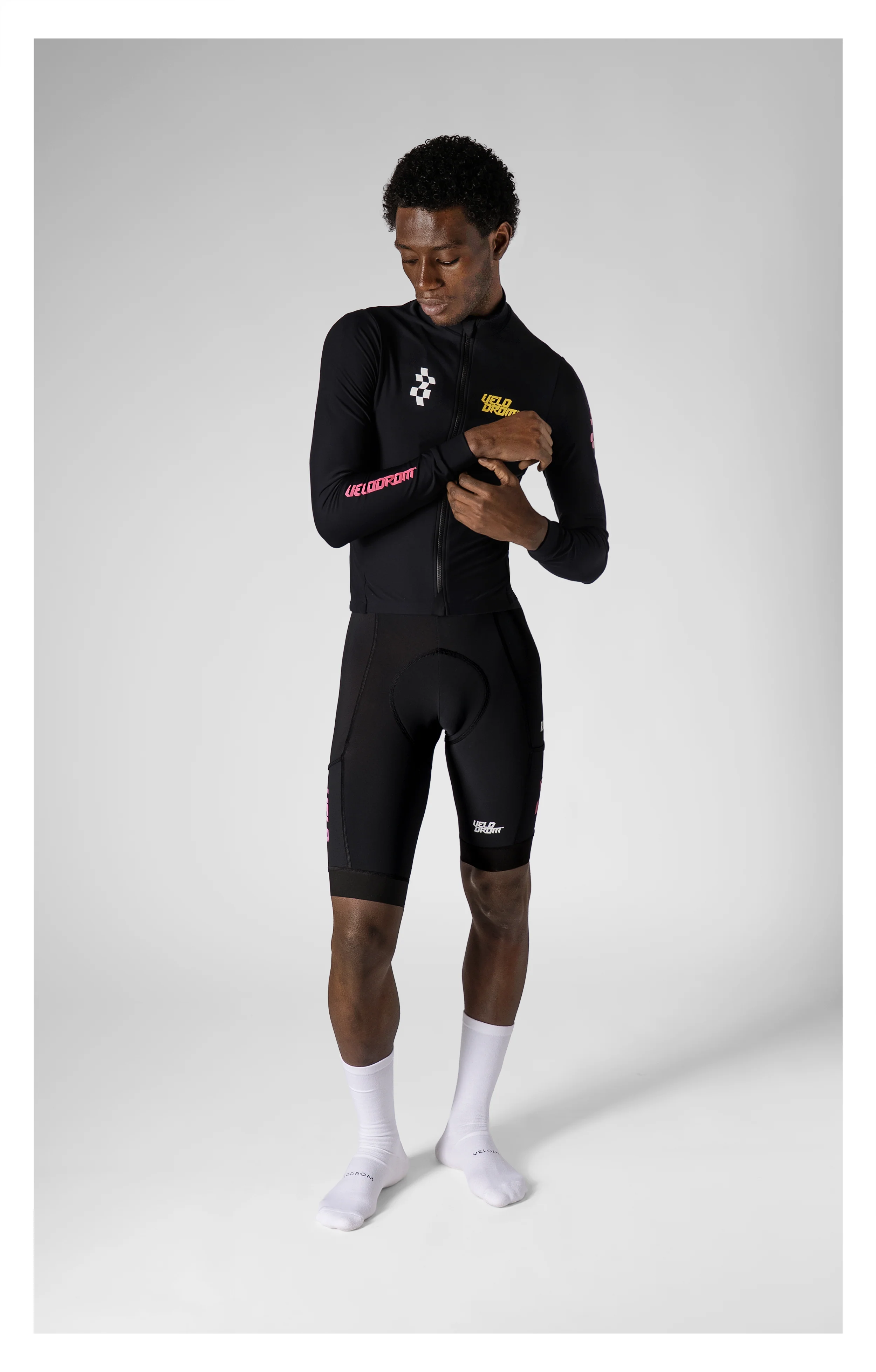 VELODROM RaceDay 3.0 Thermal Xperiment Long Sleeve Cycling Jersey - Black/Yellow/Pink - Image 3