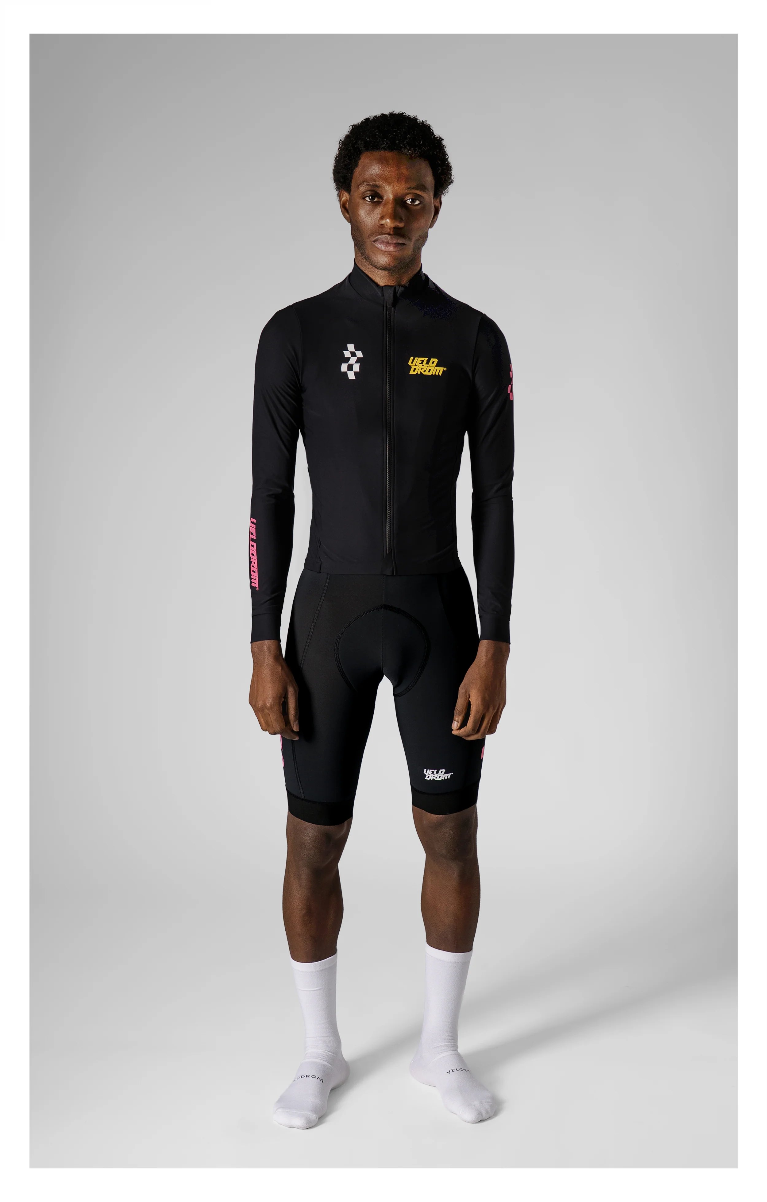 VELODROM RaceDay 3.0 Thermal Xperiment Long Sleeve Cycling Jersey - Black/Yellow/Pink - Image 4