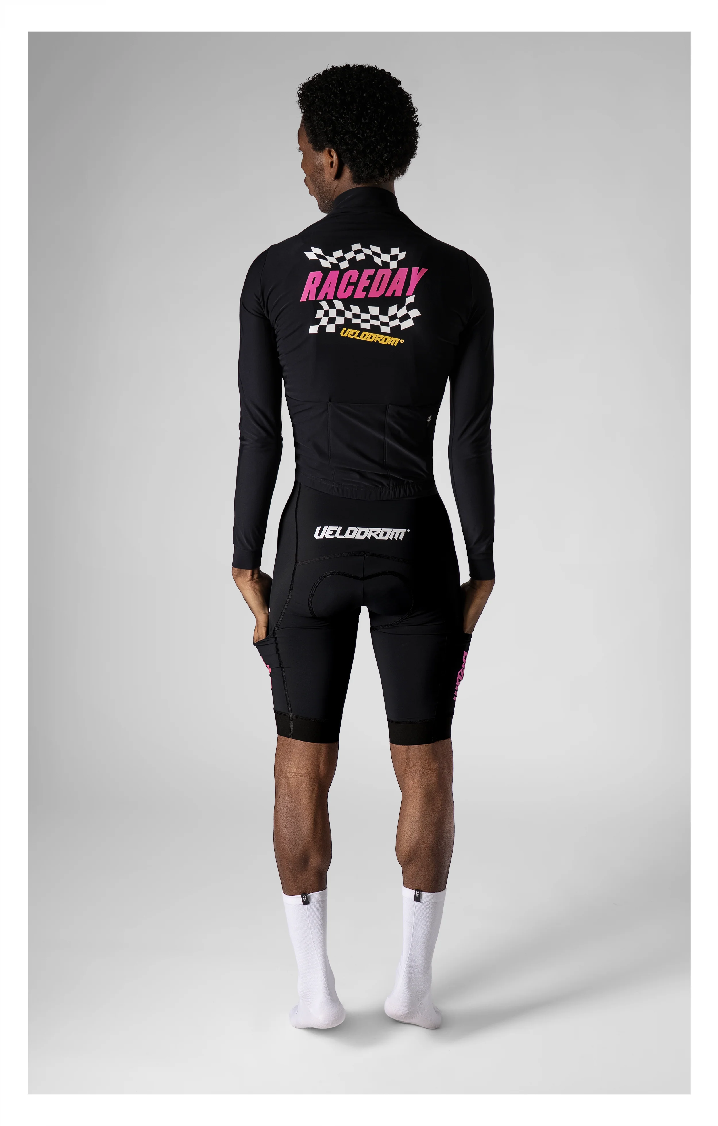 VELODROM RaceDay 3.0 Thermal Xperiment Long Sleeve Cycling Jersey - Black/Yellow/Pink - Image 5
