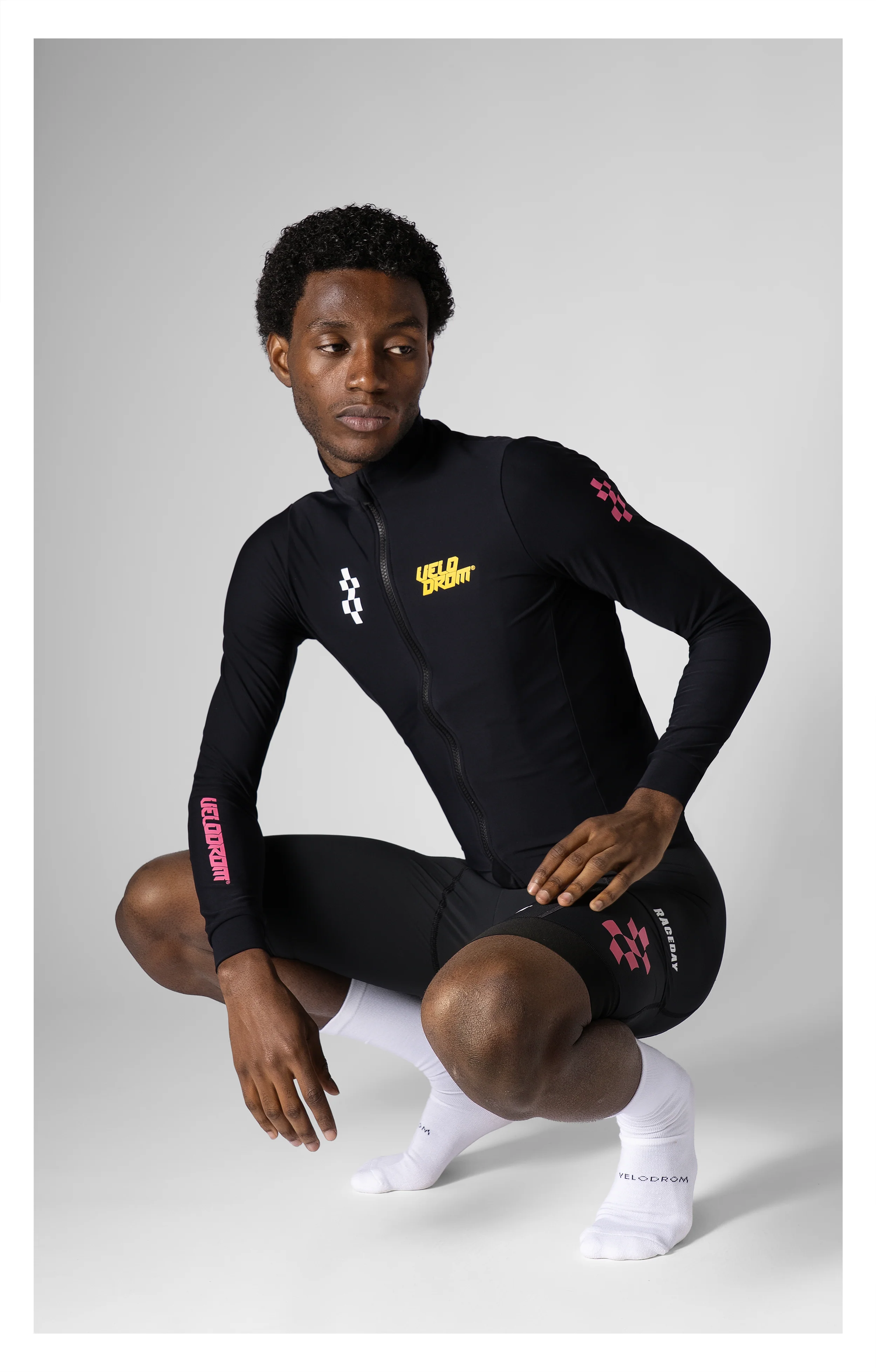 VELODROM RaceDay 3.0 Thermal Xperiment Long Sleeve Cycling Jersey - Black/Yellow/Pink - Image 6