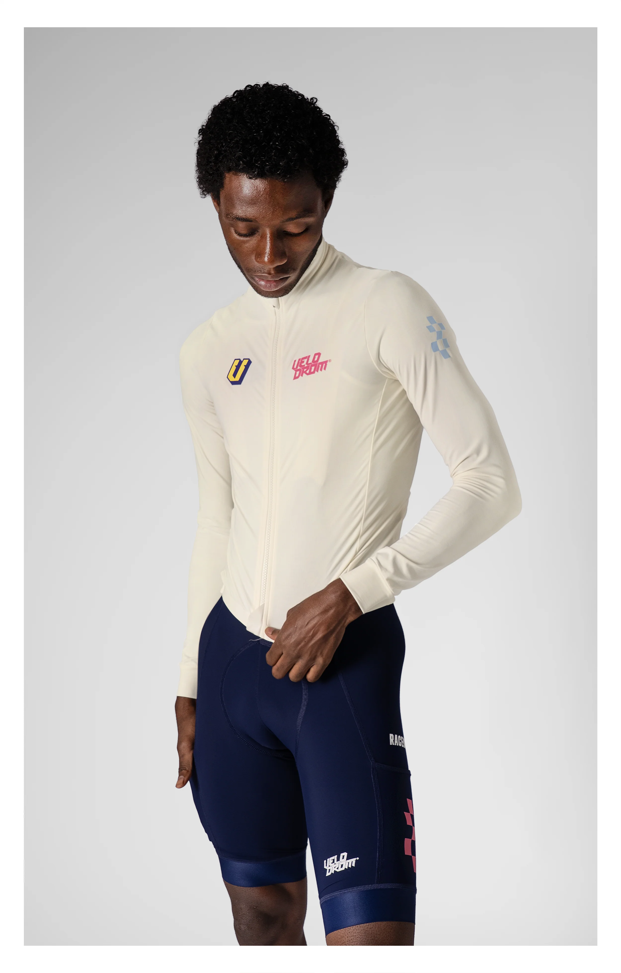 VELODROM RaceDay 3.0 Thermal Xperiment Long Sleeve Jersey - Off White/Pink/Yellow - Image 3