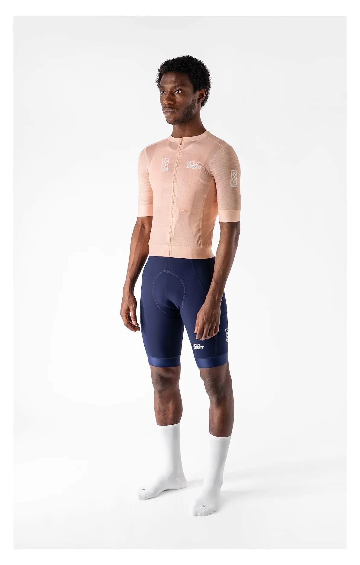 VELODROM Raceday 3.0 Cycling Jersey  - Light Orange/Navy/White - Image 3