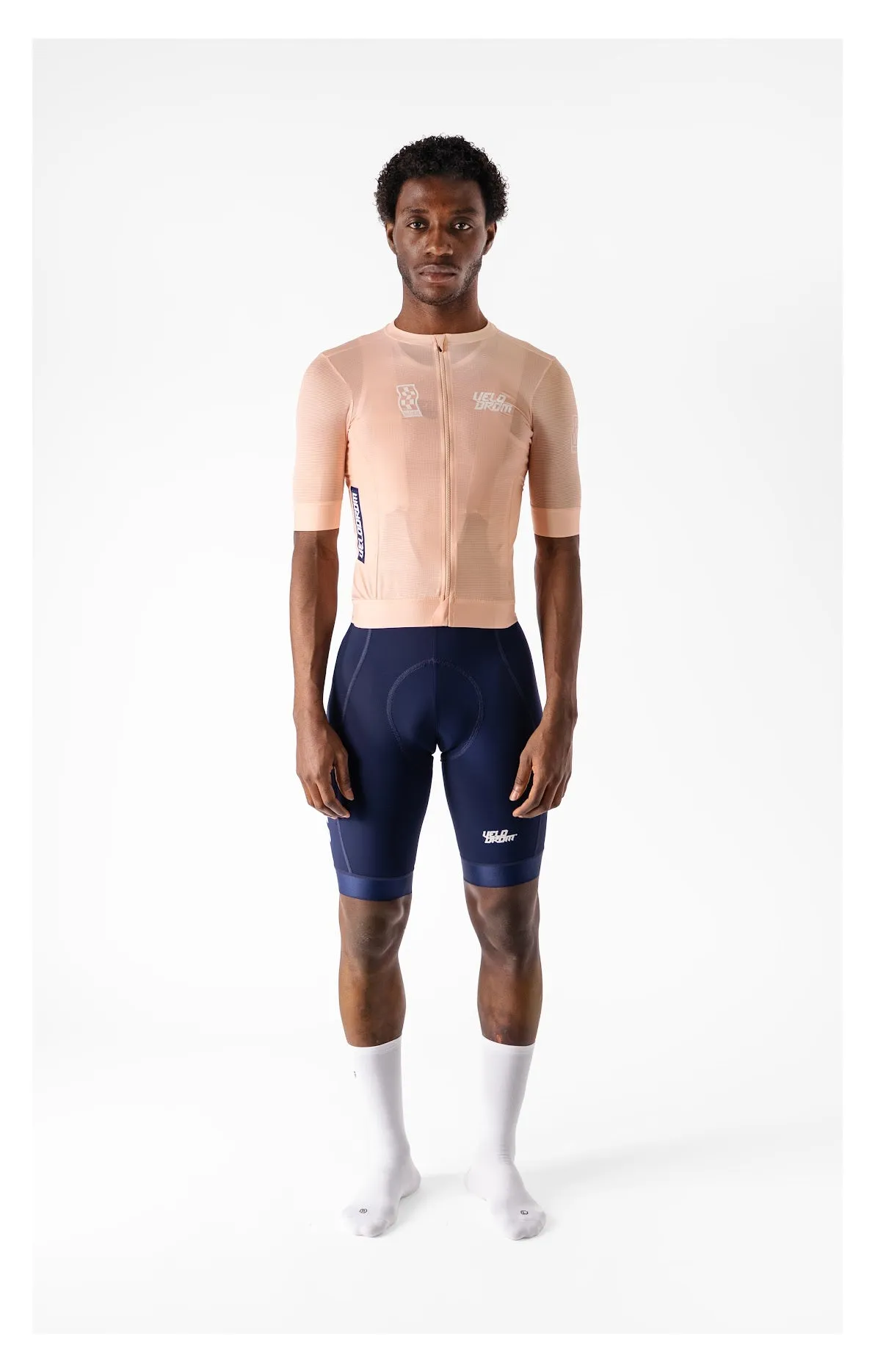 VELODROM Raceday 3.0 Cycling Jersey  - Light Orange/Navy/White - Image 5