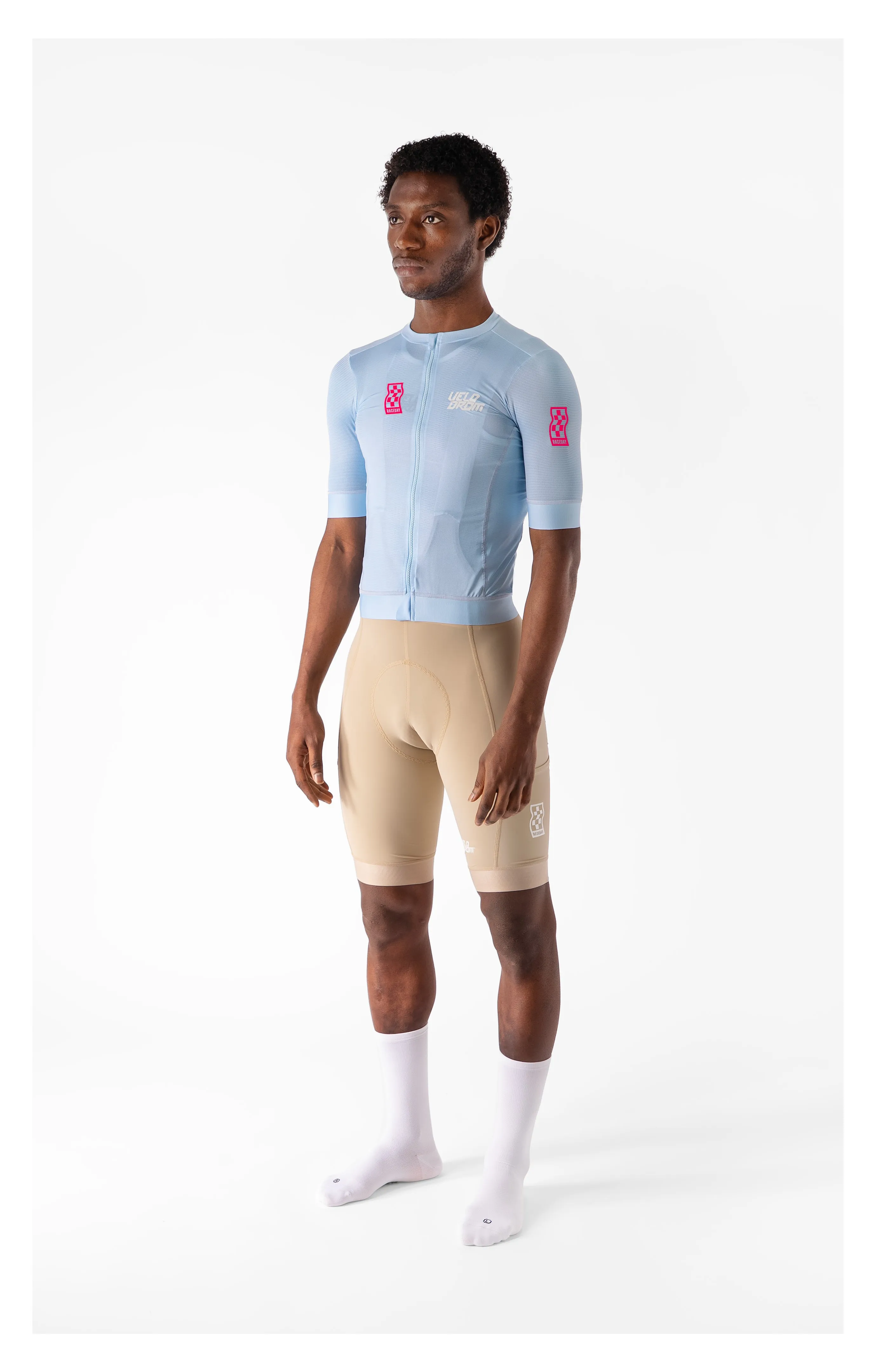 VELODROM Raceday 3.0 Cycling Jersey - Light Blue / White / Pink - Image 3