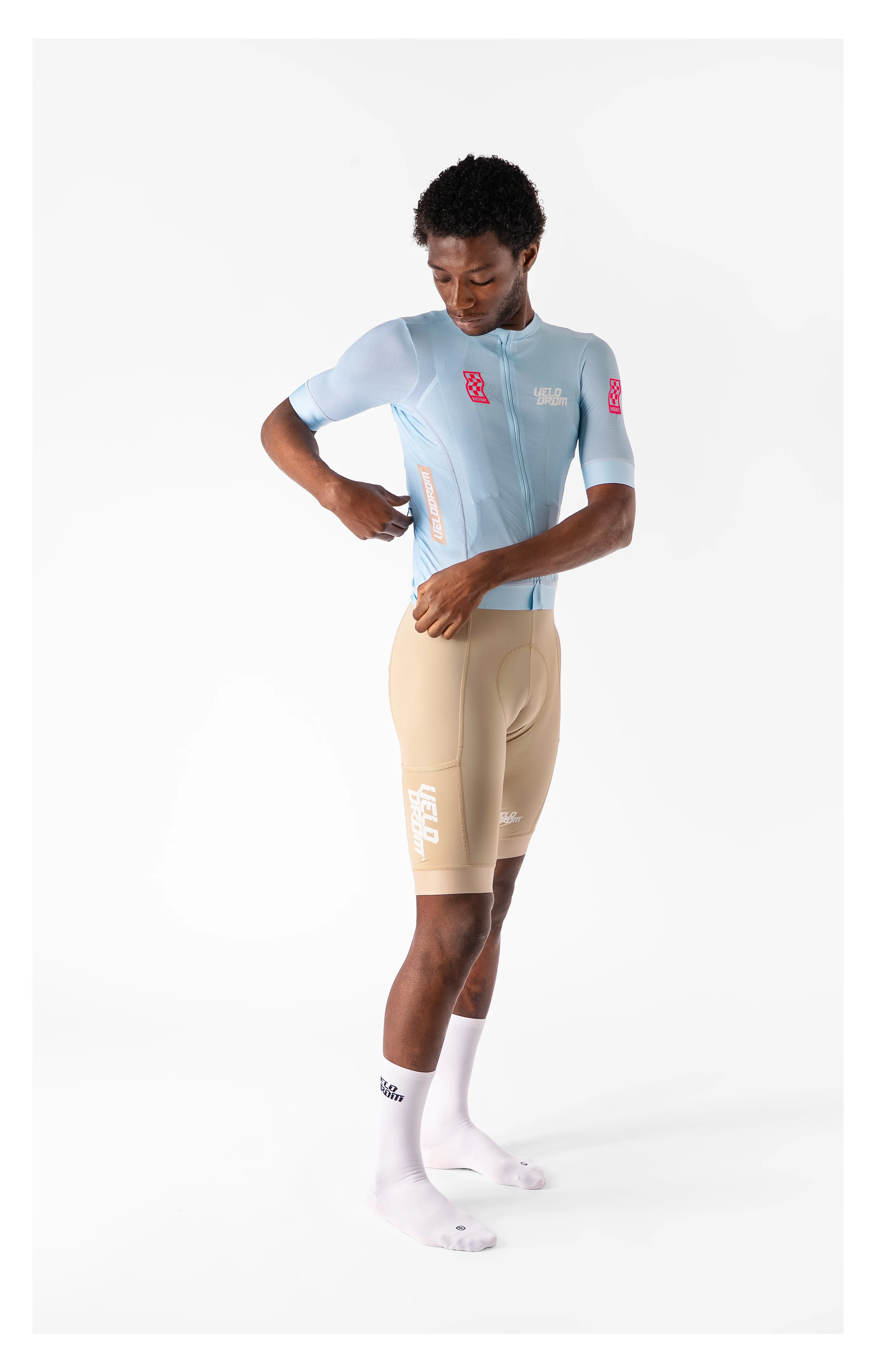 VELODROM Raceday 3.0 Cycling Jersey - Light Blue / White / Pink - Image 4