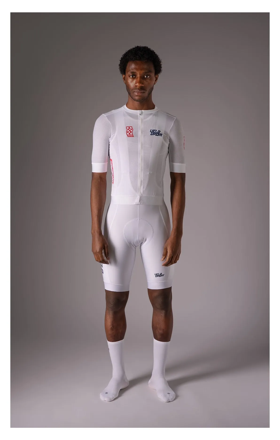 VELODROM Raceday 3.0 Cycling Jersey  - White/Navy/Flush Red - Image 4