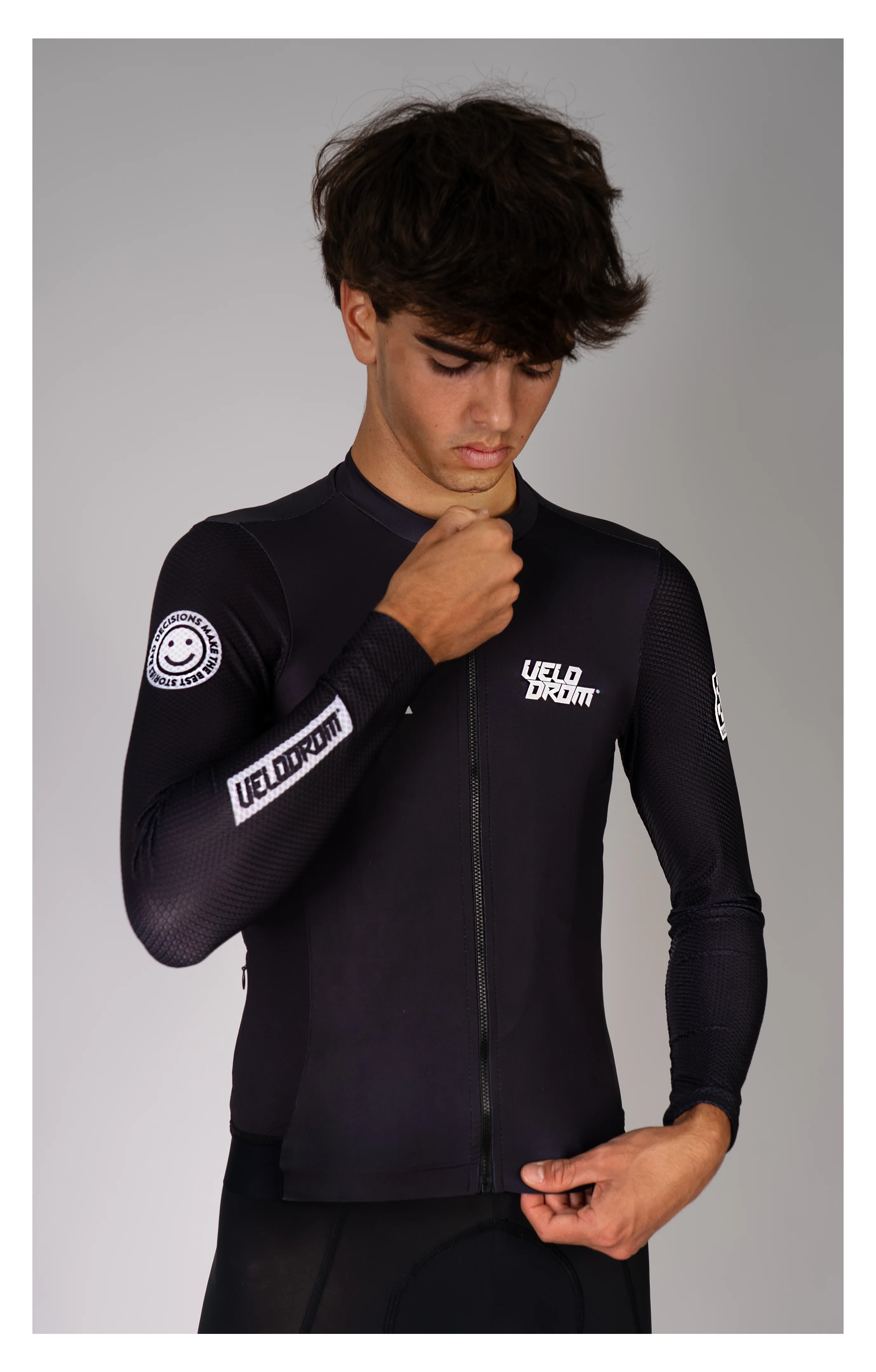 VELODROM Raceday 3.0 Thermal Light Long Sleeve Jersey -  Racing Black/White - Image 3