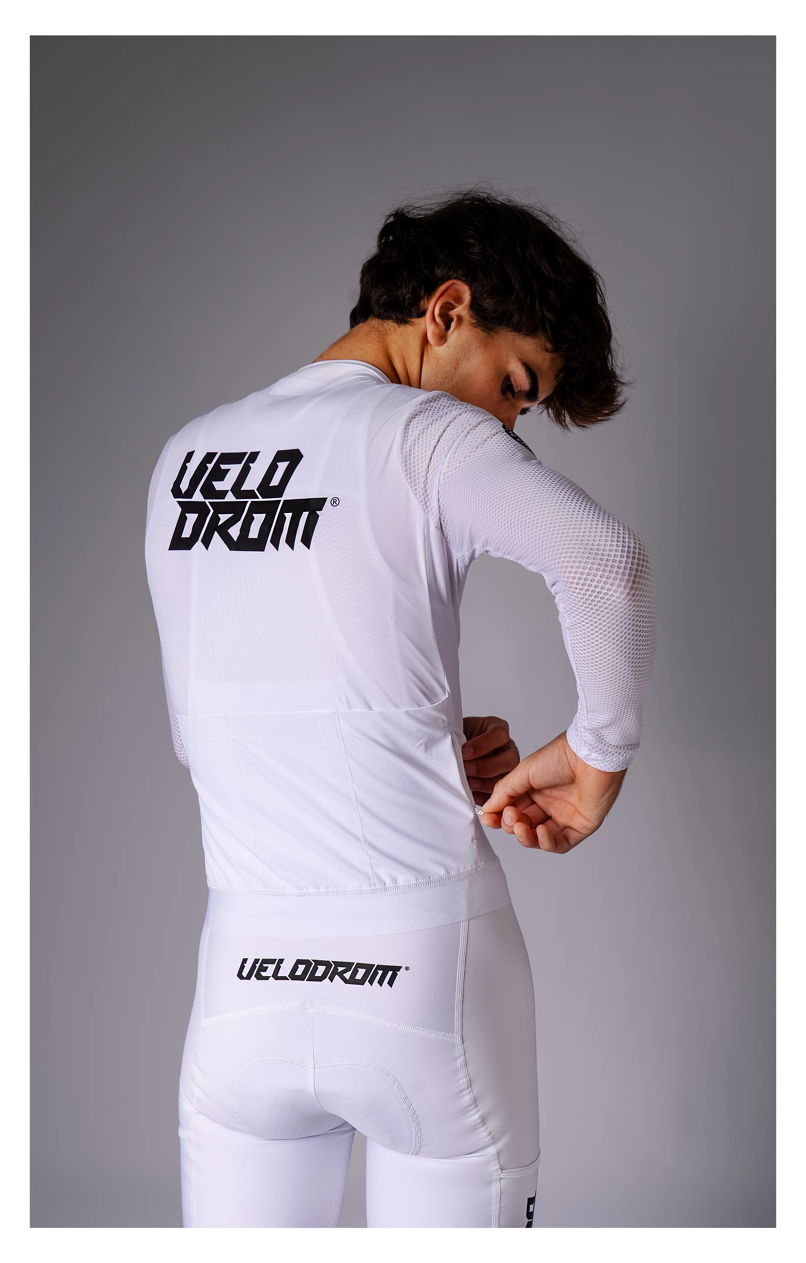VELODROM Raceday 3.0 Thermal Light Long Sleeve Jersey - White/Black - Image 2
