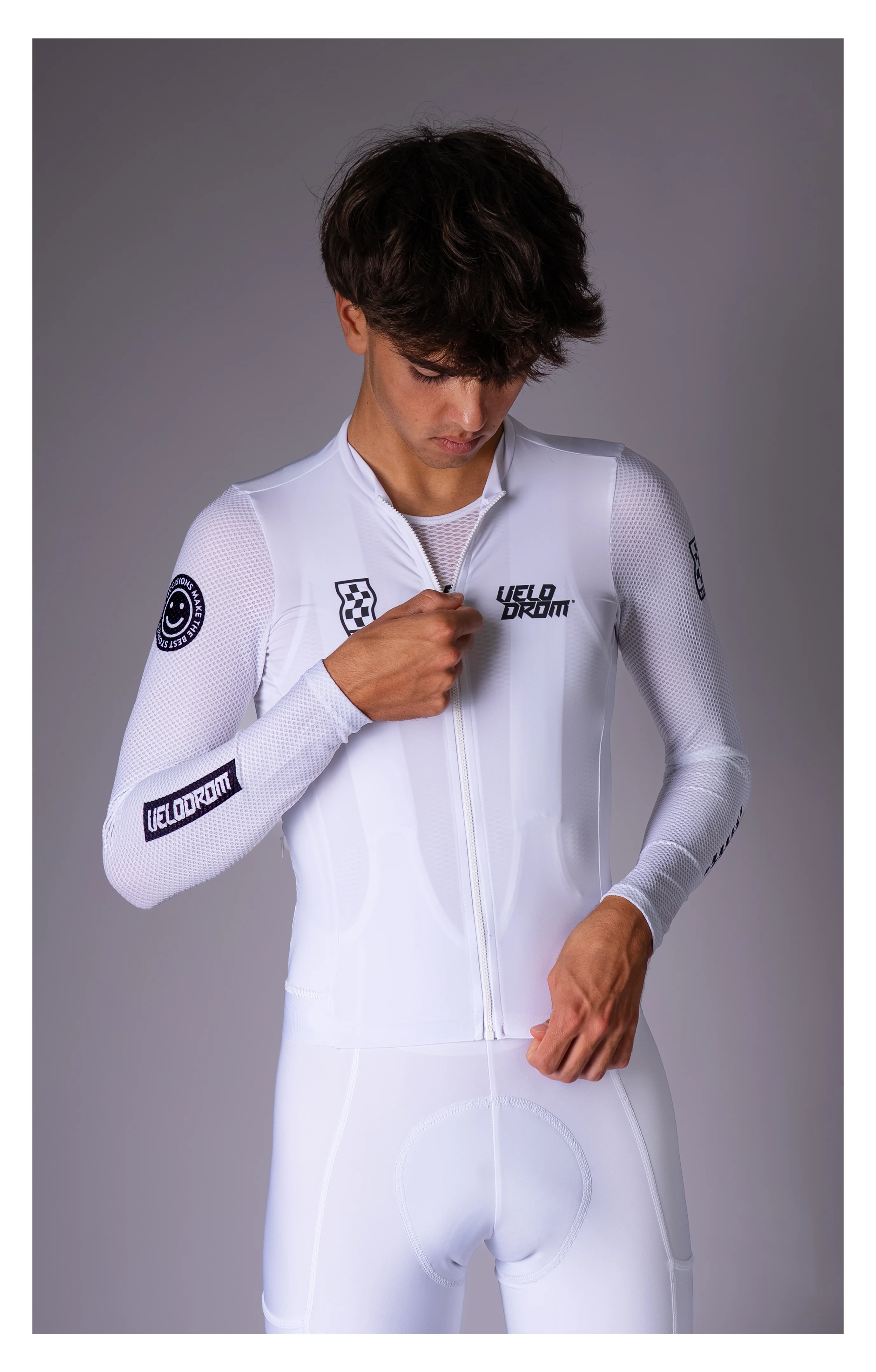 VELODROM Raceday 3.0 Thermal Light Long Sleeve Jersey - White/Black - Image 3
