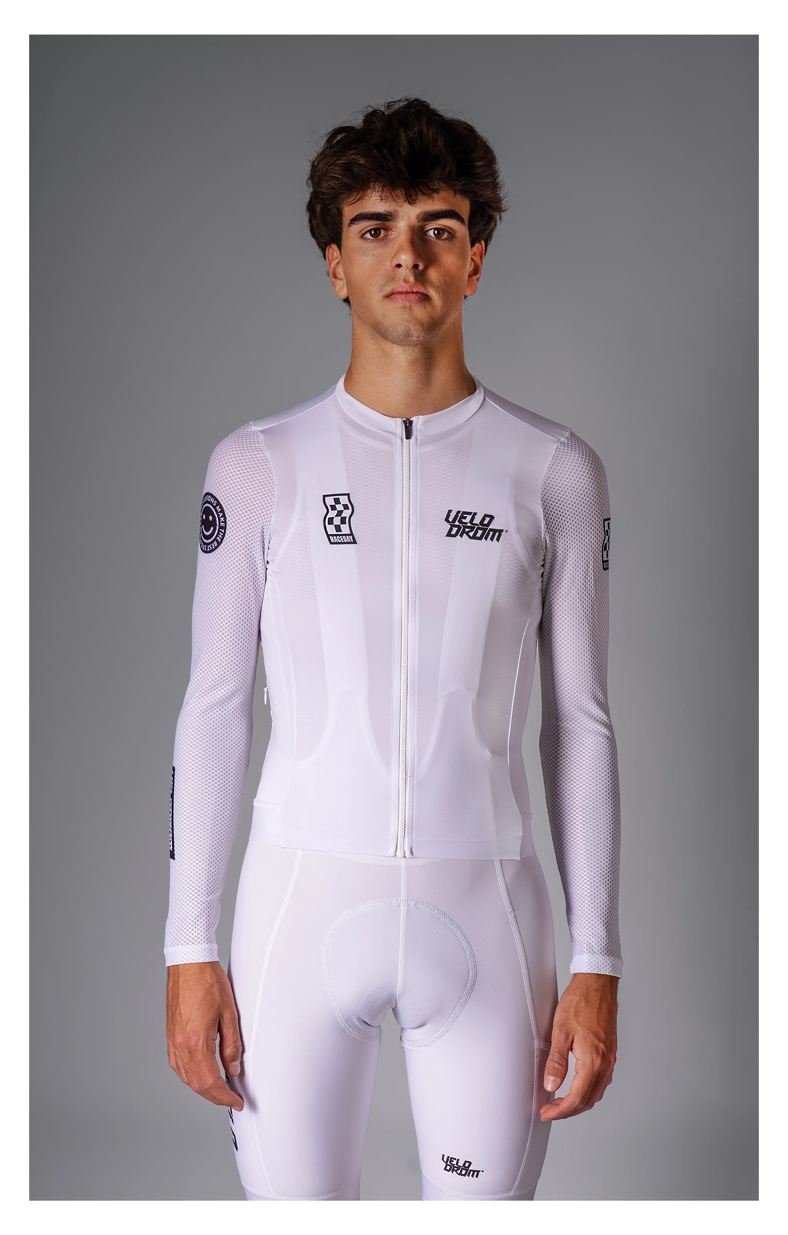 VELODROM Raceday 3.0 Thermal Light Long Sleeve Jersey - White/Black - Image 5