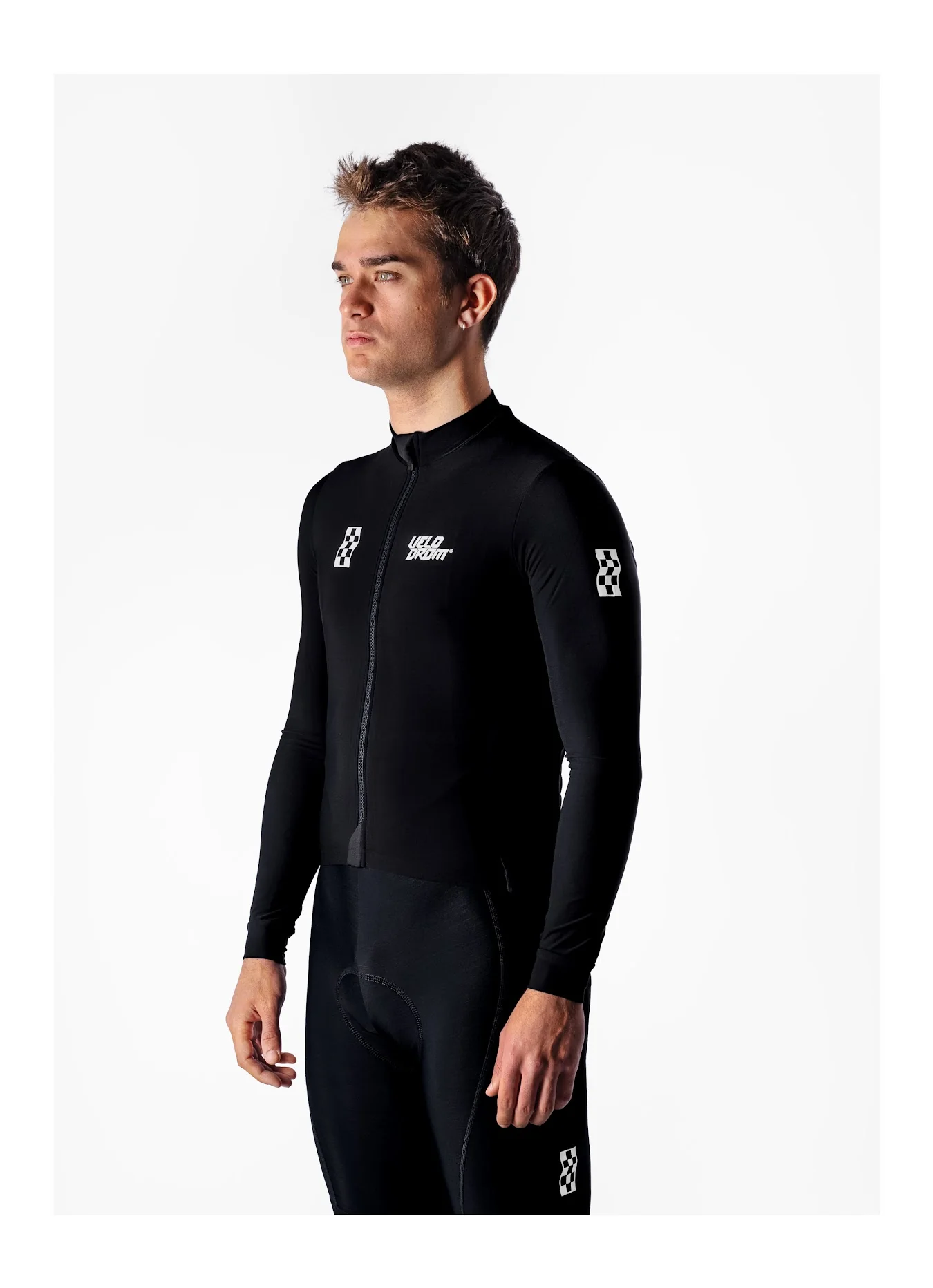VELODROM RaceDay Thermal Long Sleeve Jersey 2.0 - Black/White - Image 8