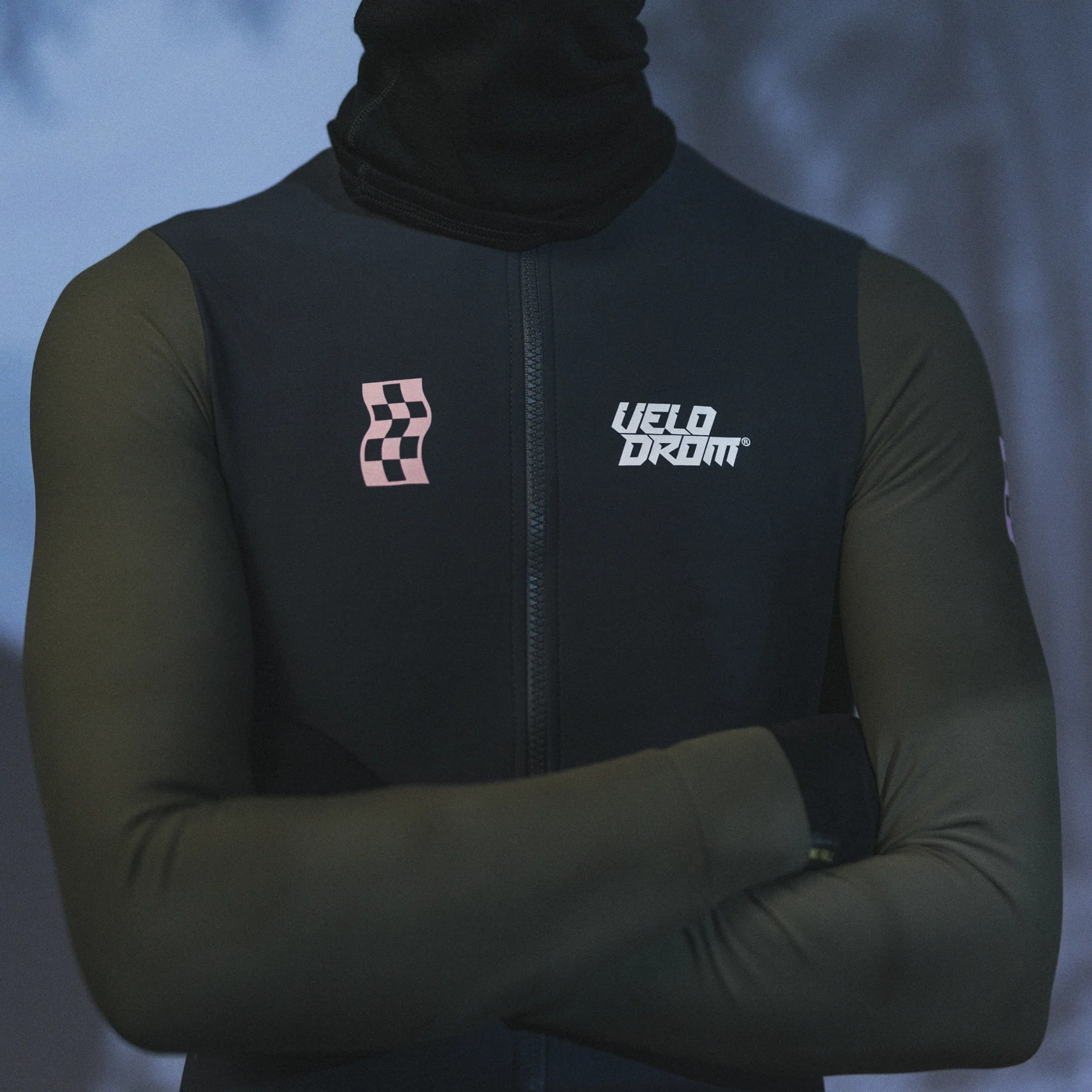 VELODROM RaceDay Thermal Long Sleeve Jersey - Dark Grey/Light Brown Dual Sleeves - Image 10