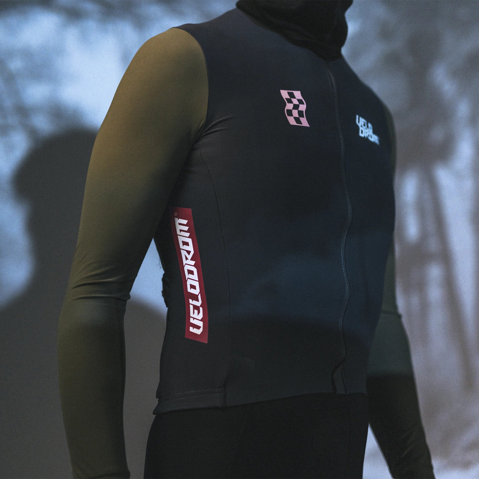 VELODROM RaceDay Thermal Long Sleeve Jersey - Dark Grey/Light Brown Dual Sleeves - Image 11