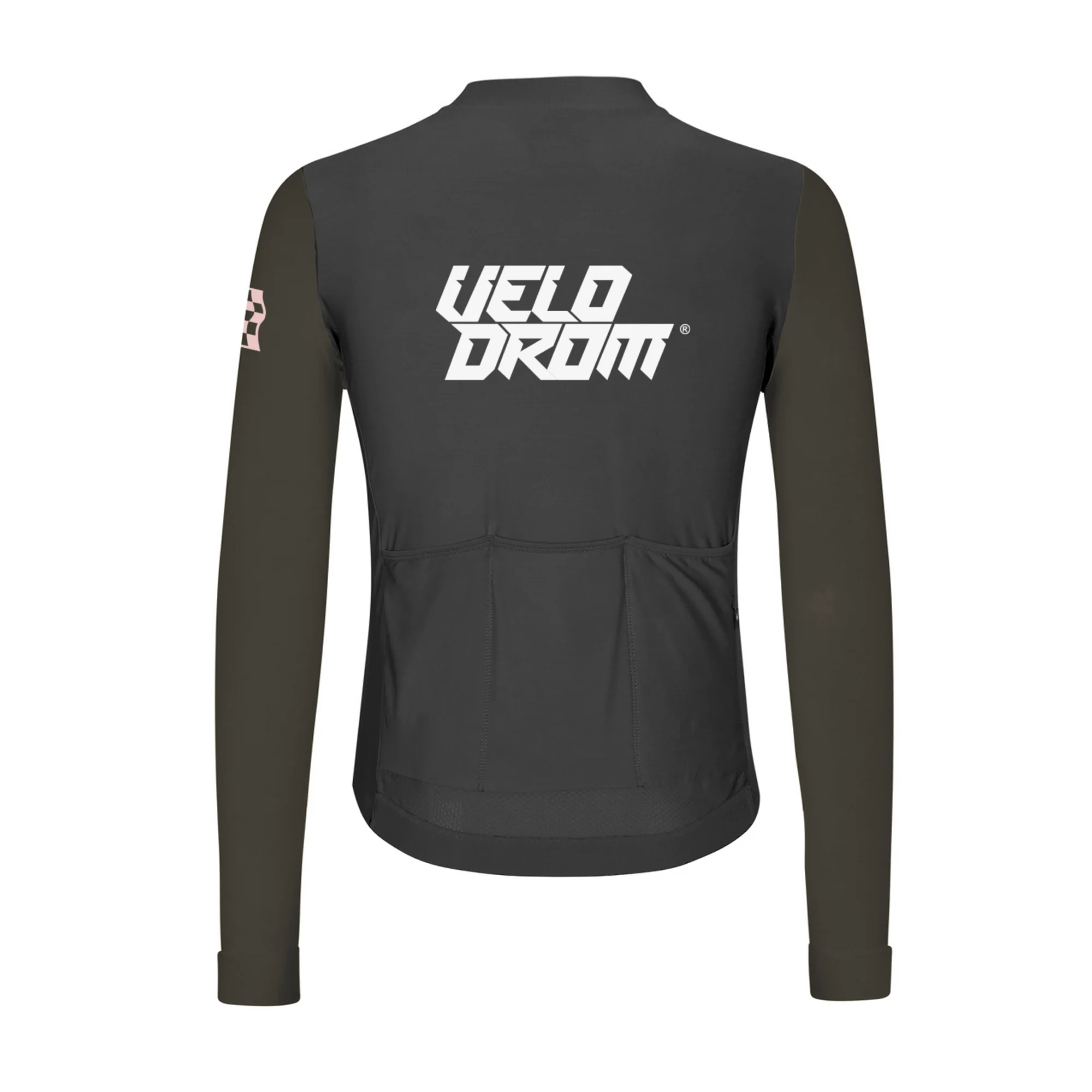 VELODROM RaceDay Thermal Long Sleeve Jersey - Dark Grey/Light Brown Dual Sleeves - Image 2