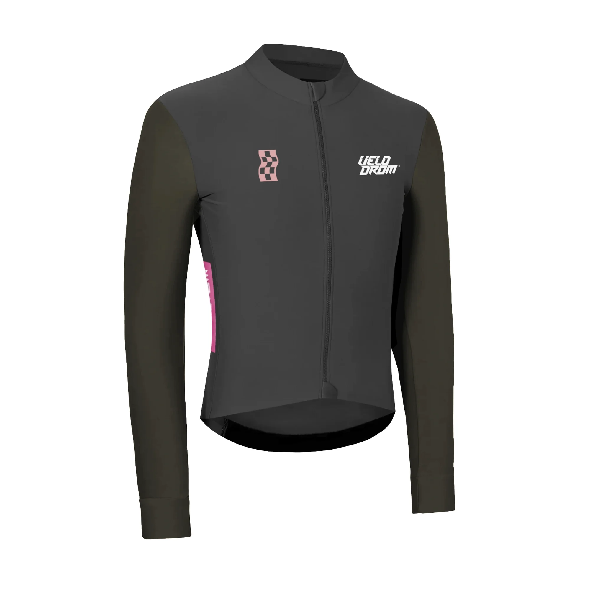VELODROM RaceDay Thermal Long Sleeve Jersey - Dark Grey/Light Brown Dual Sleeves - Image 3