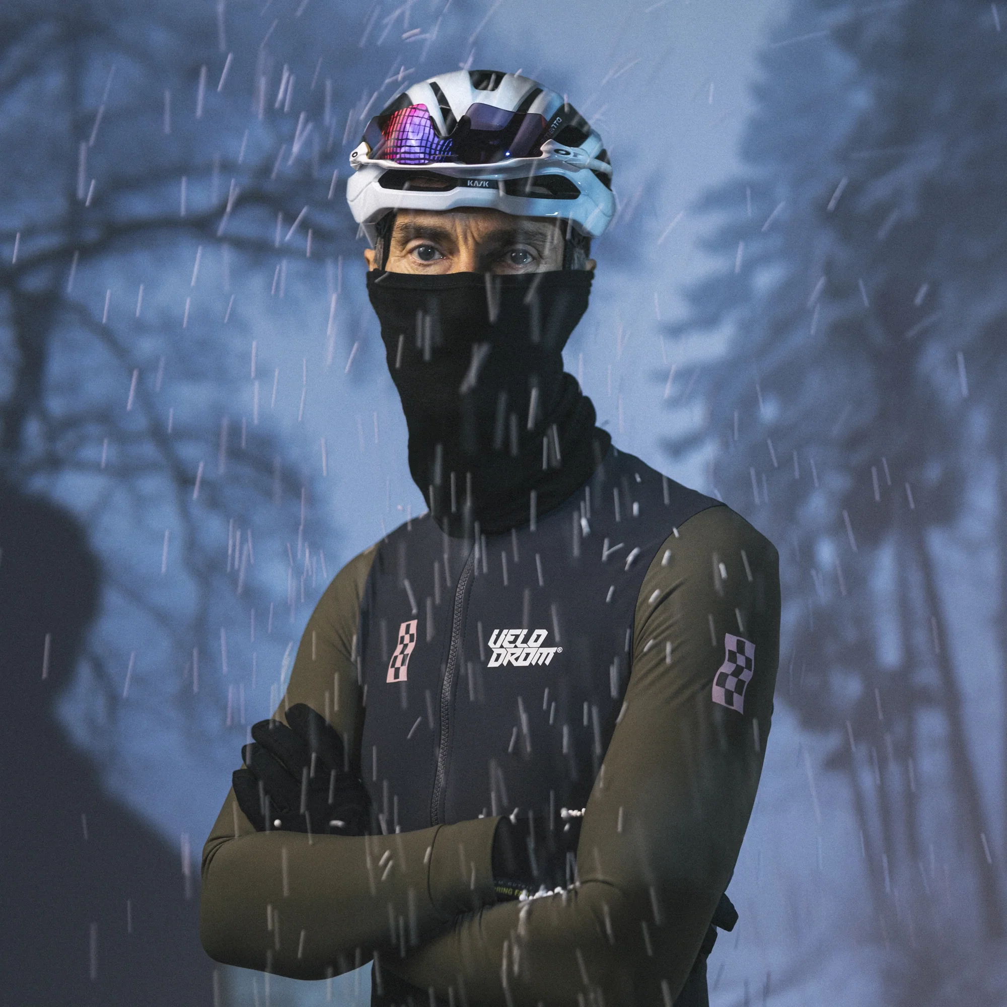 VELODROM RaceDay Thermal Long Sleeve Jersey - Dark Grey/Light Brown Dual Sleeves - Image 8