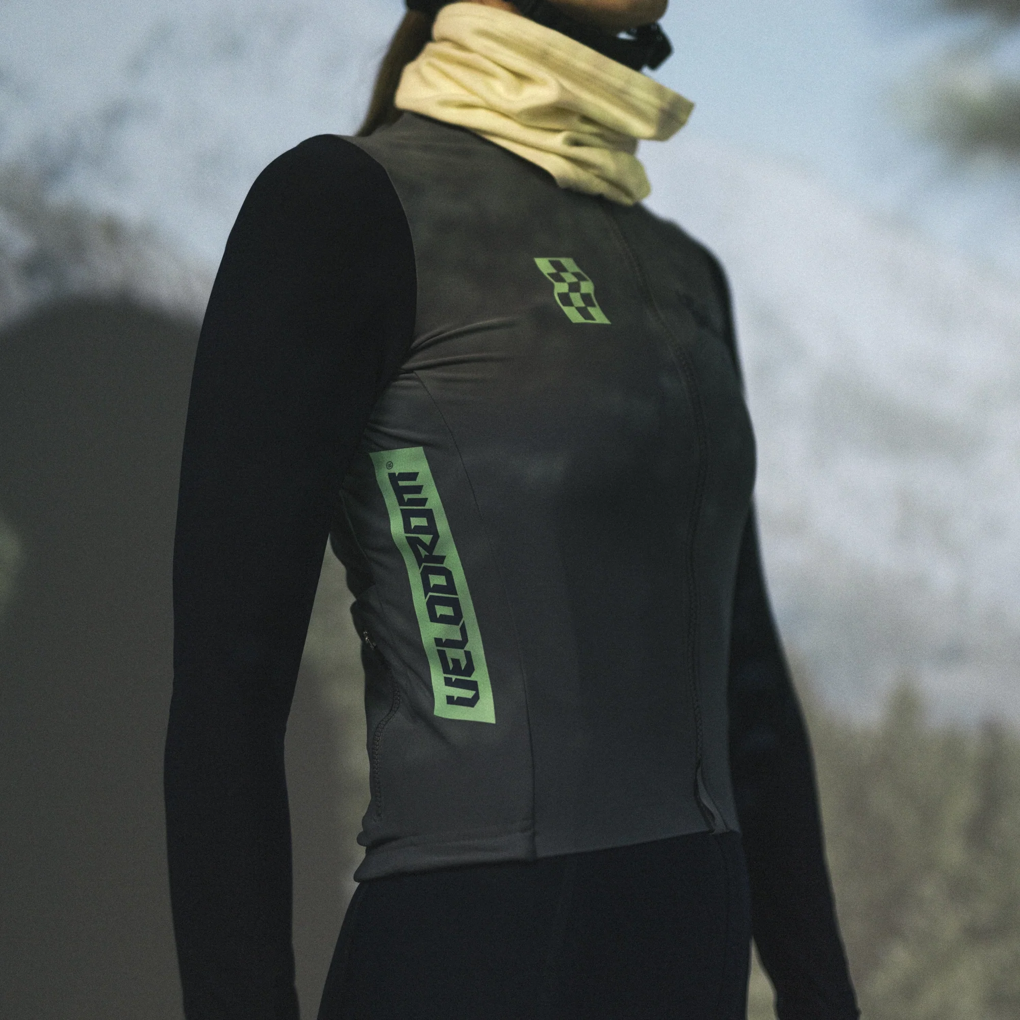 VELODROM RaceDay Thermal Long Sleeve Jersey - Medium Grey/Navy Dual Sleeves - Image 12