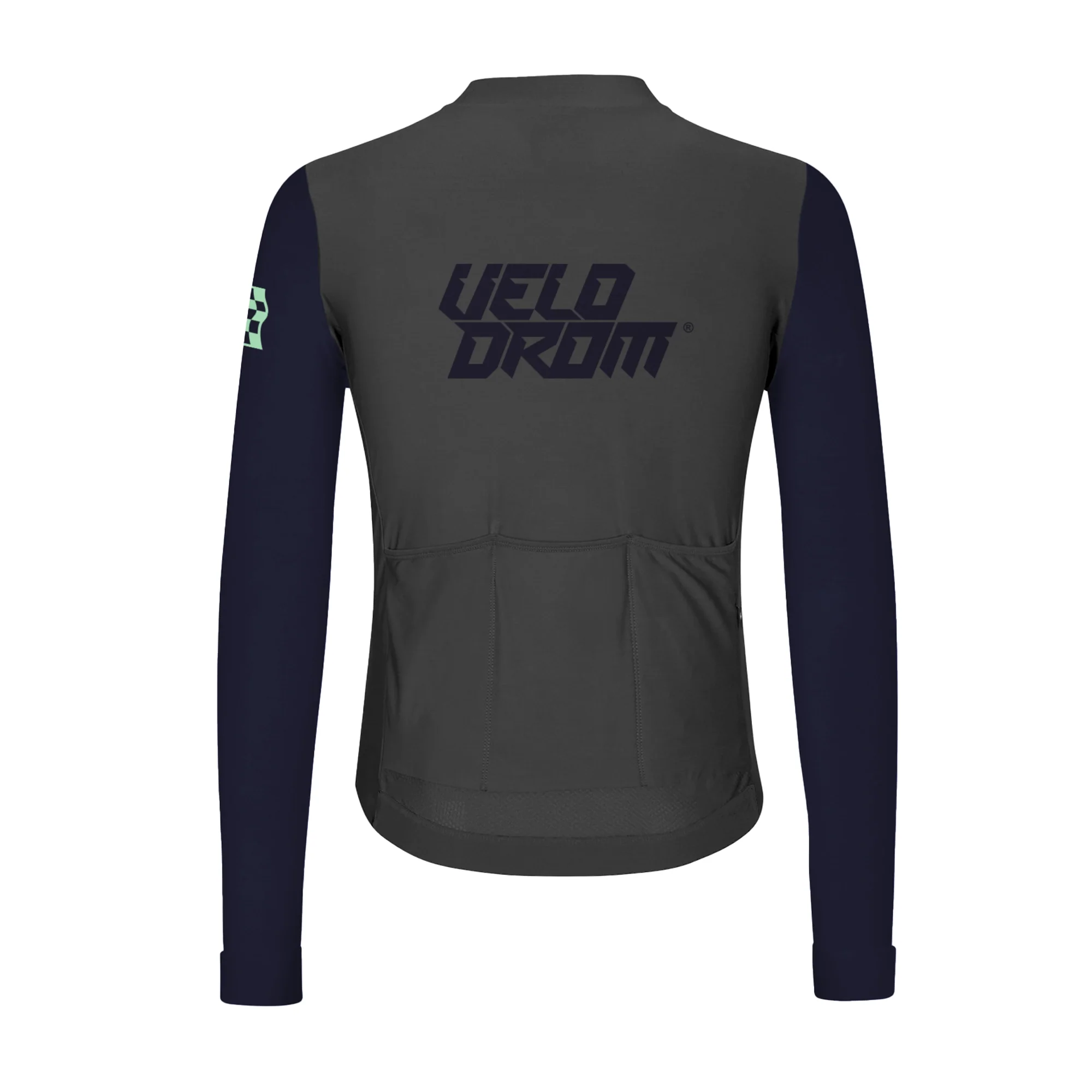 VELODROM RaceDay Thermal Long Sleeve Jersey - Medium Grey/Navy Dual Sleeves - Image 2