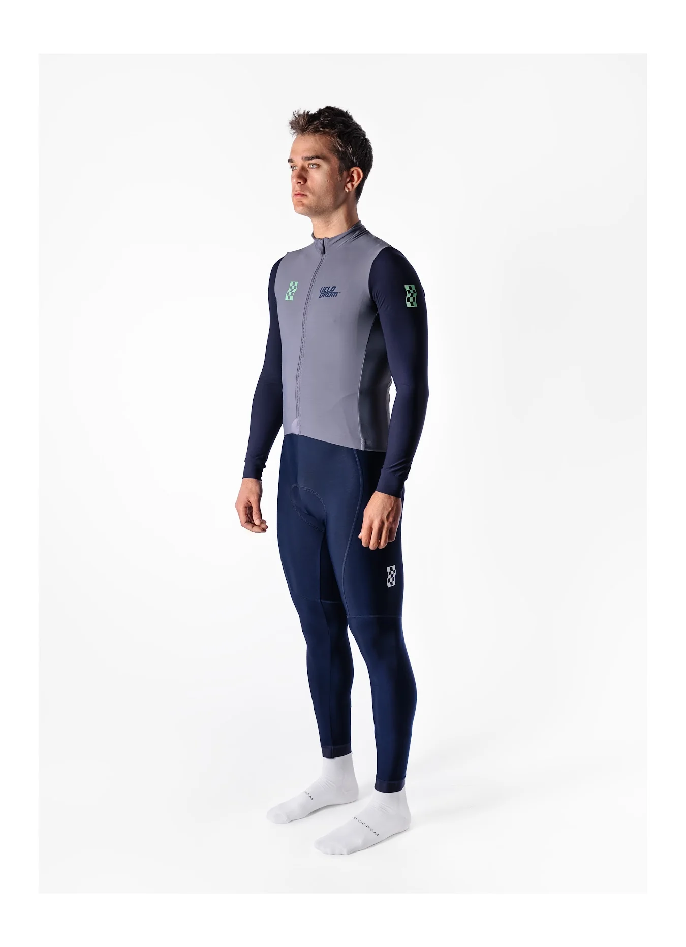 VELODROM RaceDay Thermal Long Sleeve Jersey - Medium Grey/Navy Dual Sleeves - Image 5