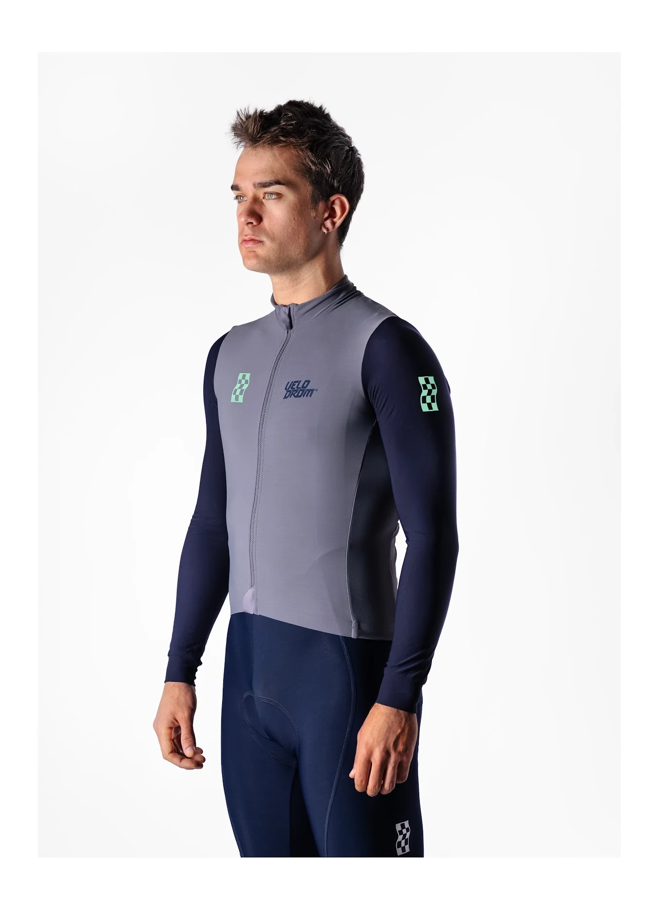 VELODROM RaceDay Thermal Long Sleeve Jersey - Medium Grey/Navy Dual Sleeves - Image 6