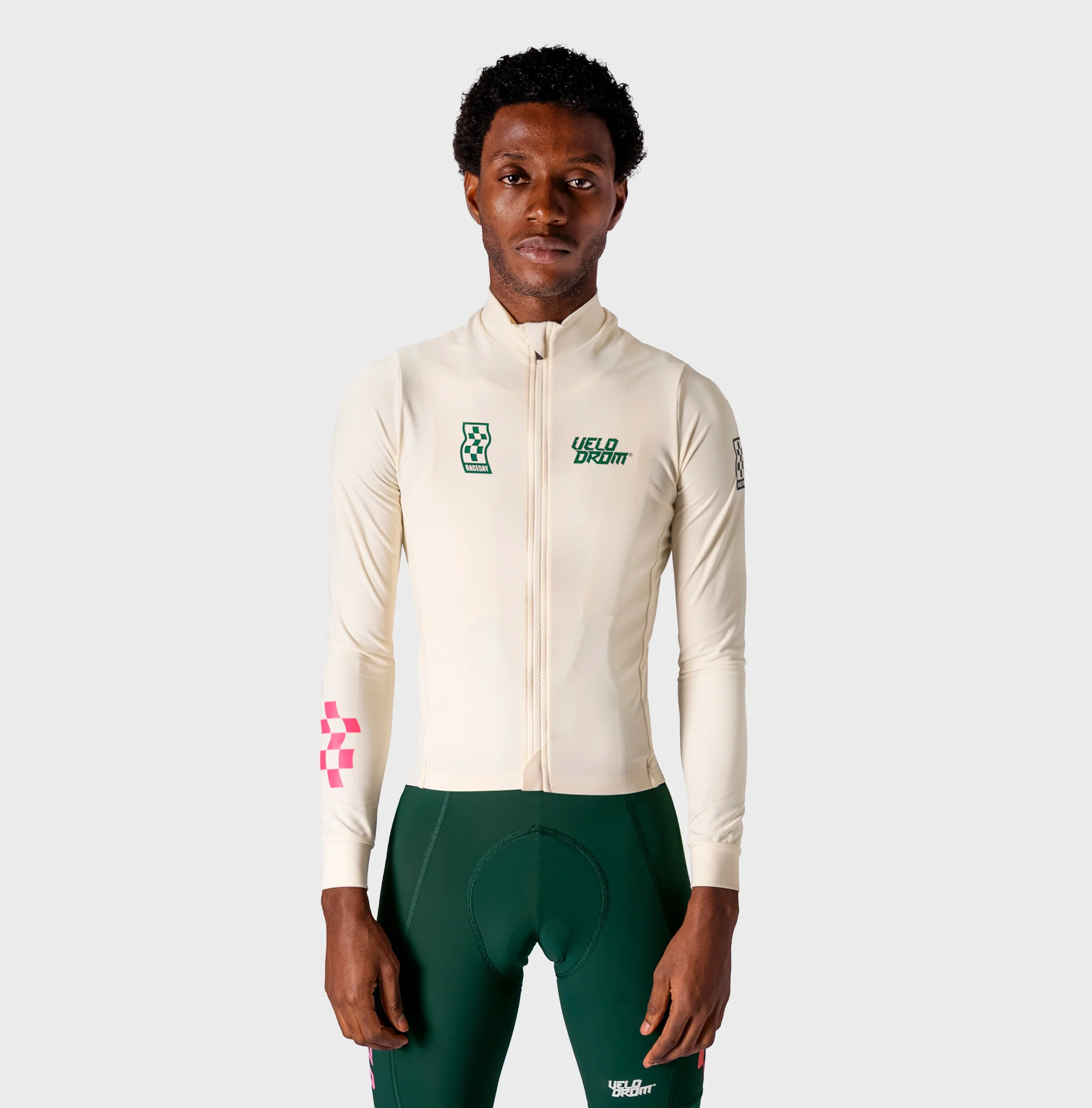 VELODROM RaceDay 3.0 Thermal Long Sleeve Jersey - Off White/Teal